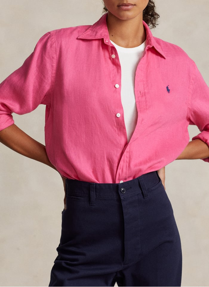 Chemise Col Classique En Lin Desert Pink Polo Ralph Lauren Femme