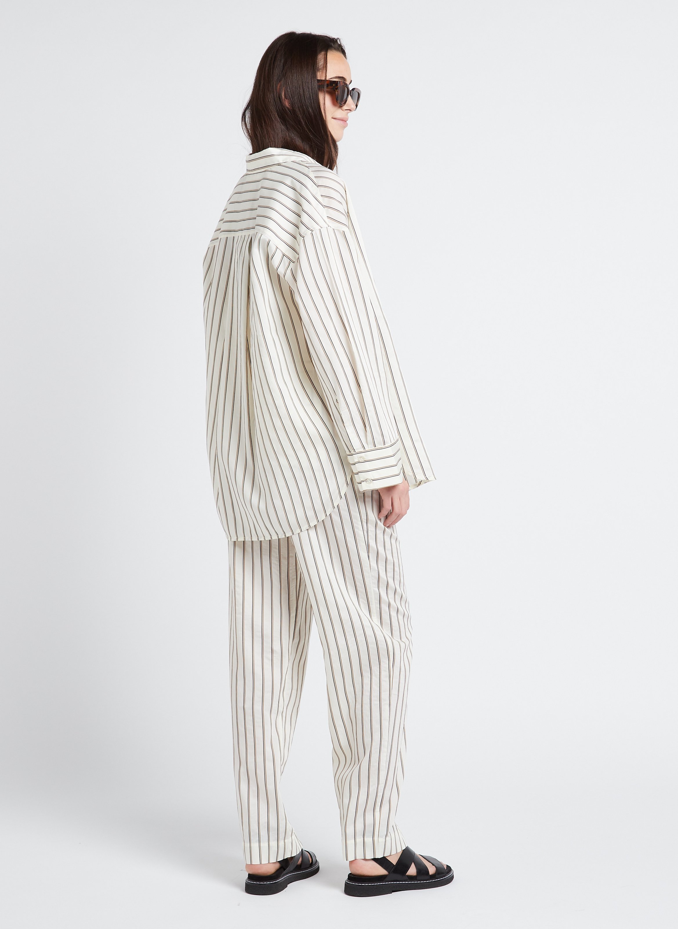 Loose-fit striped shirt SAMSOE SAMSOE White