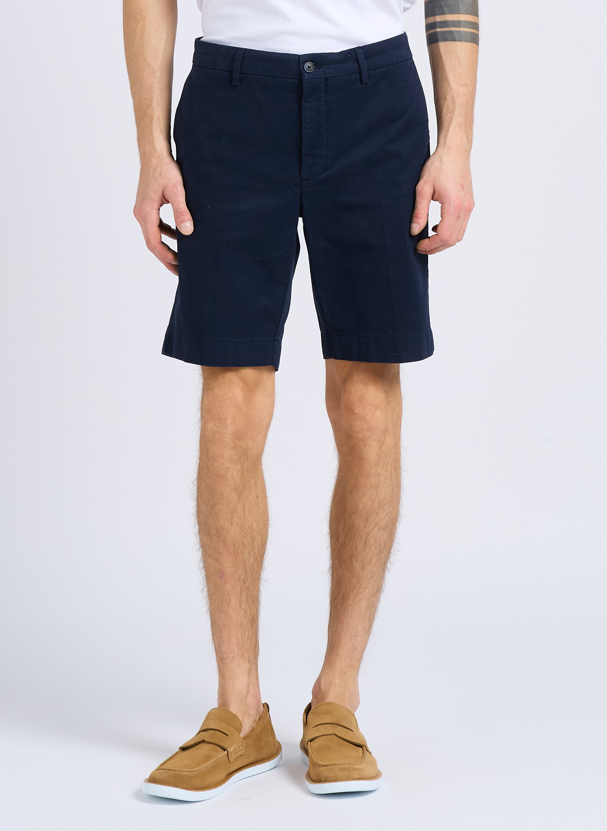 Straight-leg hem-effect cotton shorts HACKETT Blue