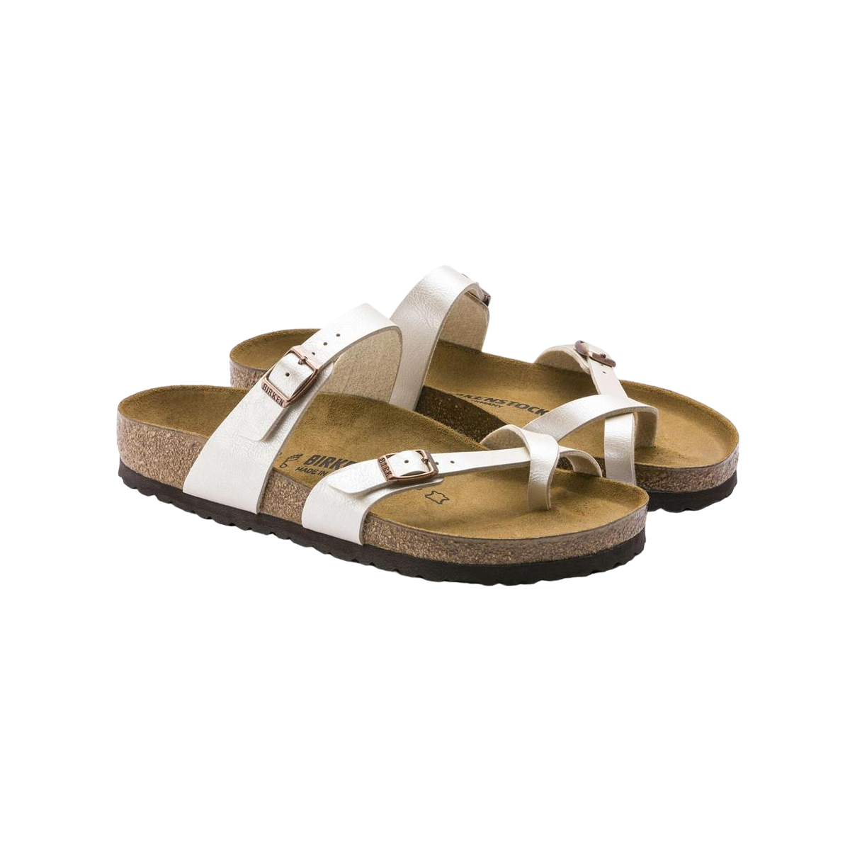 Faux leather sandals BIRKENSTOCK White