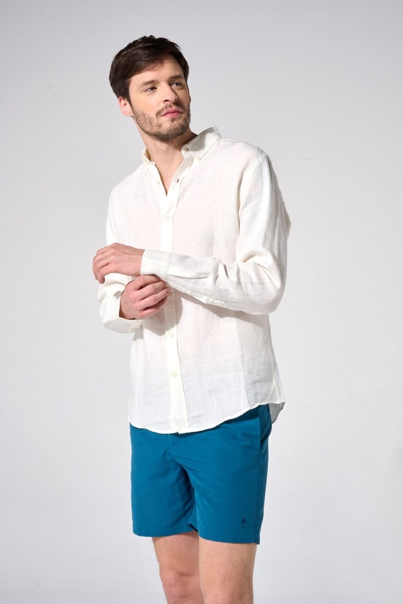 Linen shirt with lapel collar APNEE White