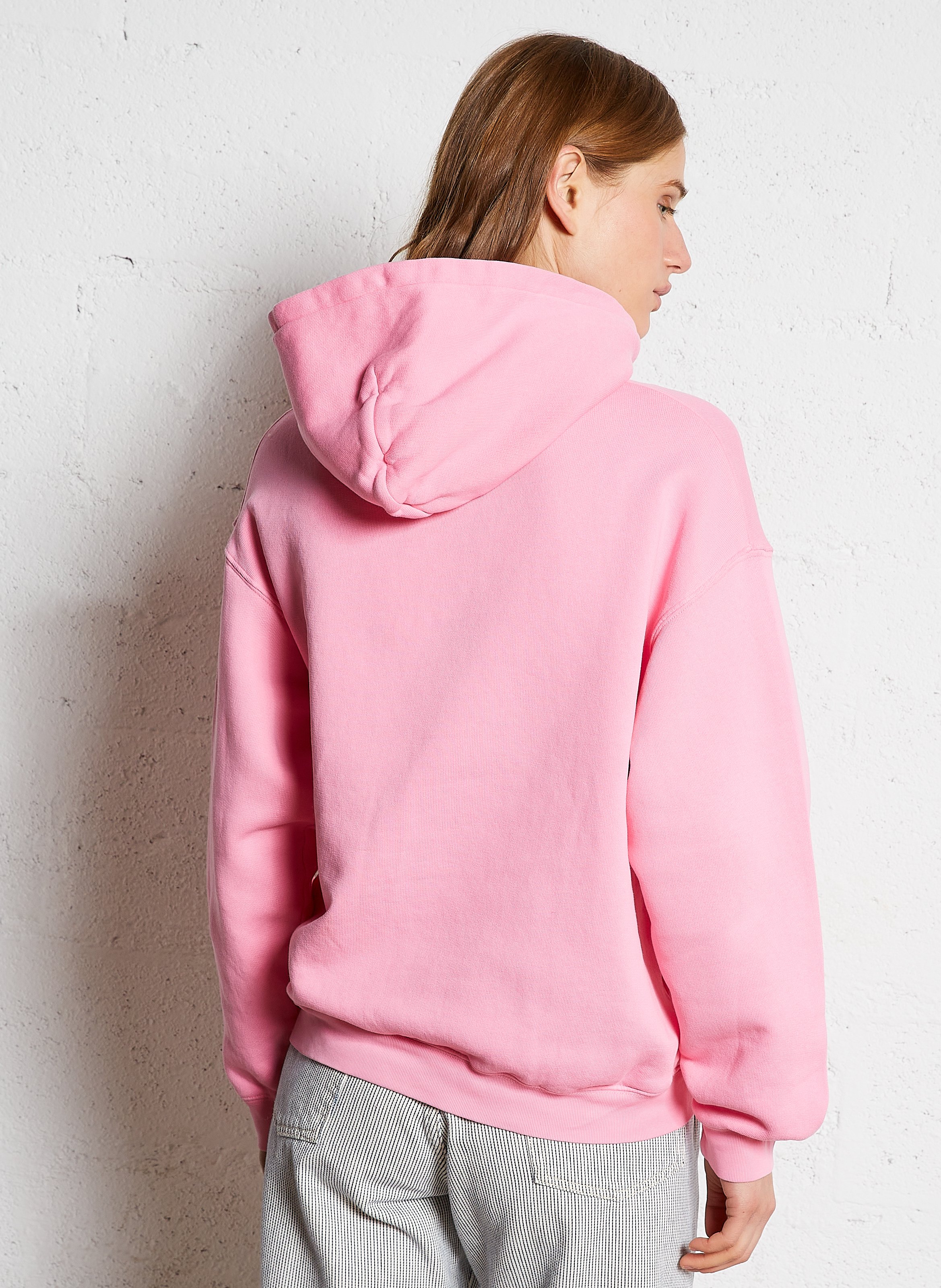 Sweat ample molletonné à capuche en coton AMERICAN VINTAGE Rose