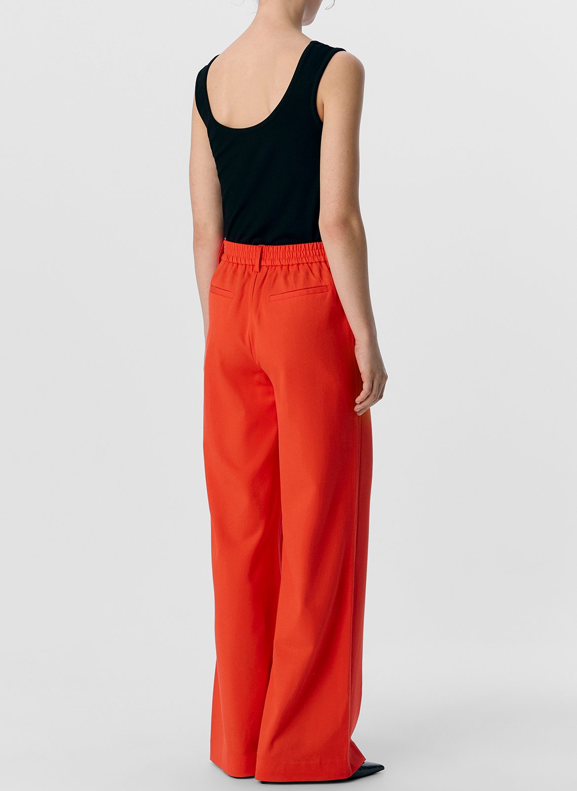 Fluid trousers with pleats OBJECT Orange