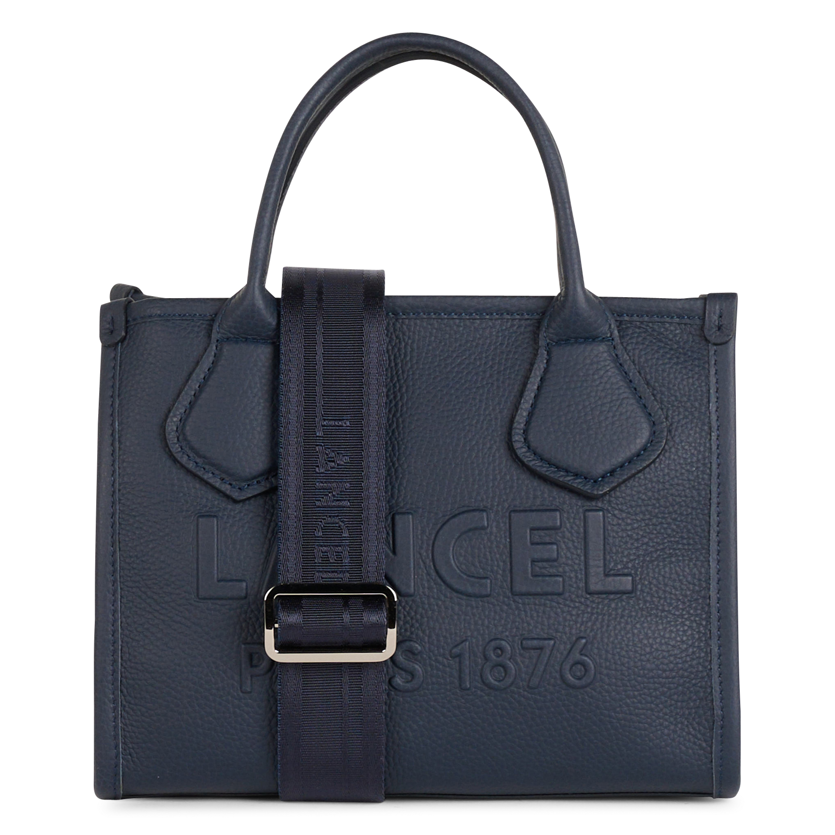 Embossed logo grained leather handbag LANCEL