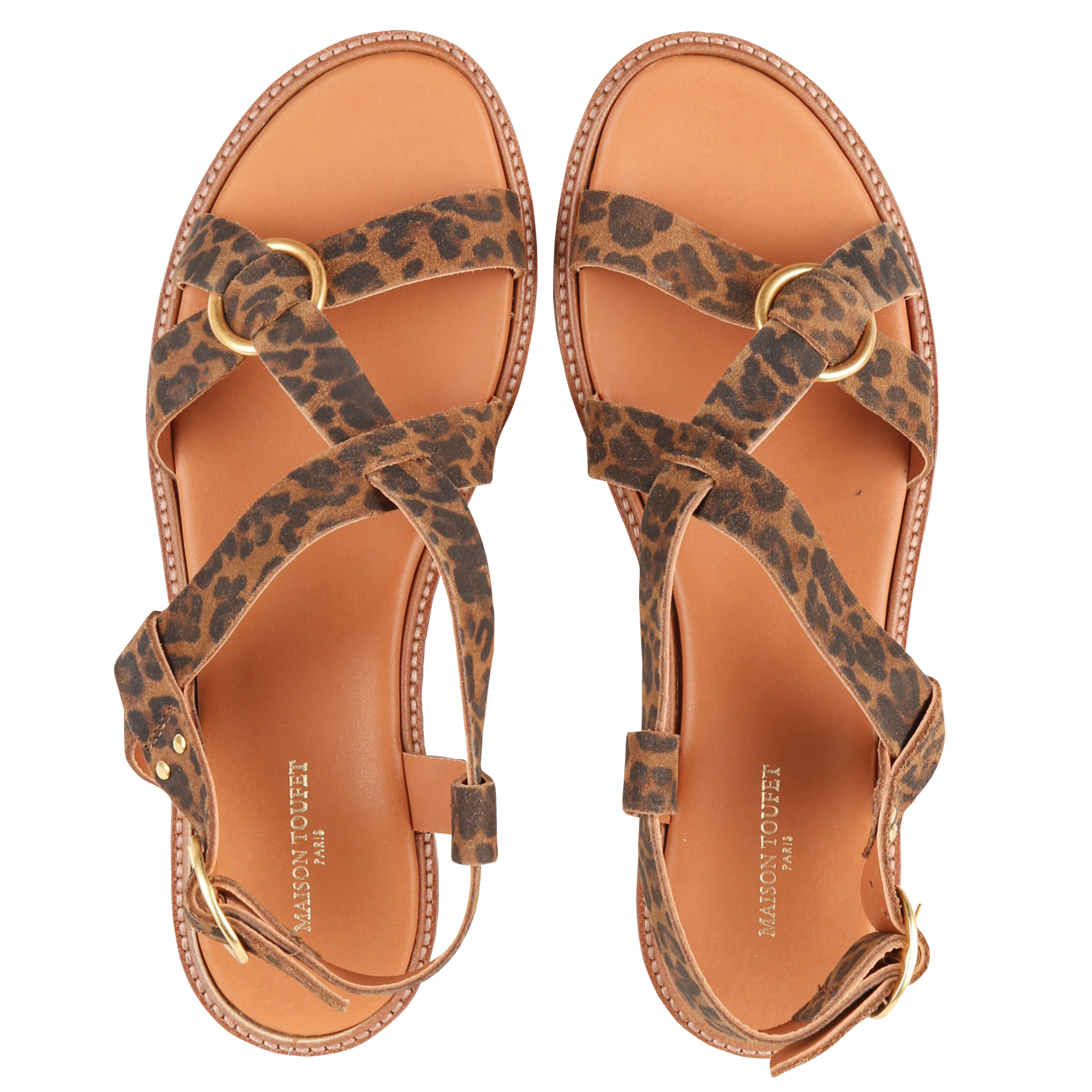 Aouda flat leather sandals MAISON TOUFET Multicolored