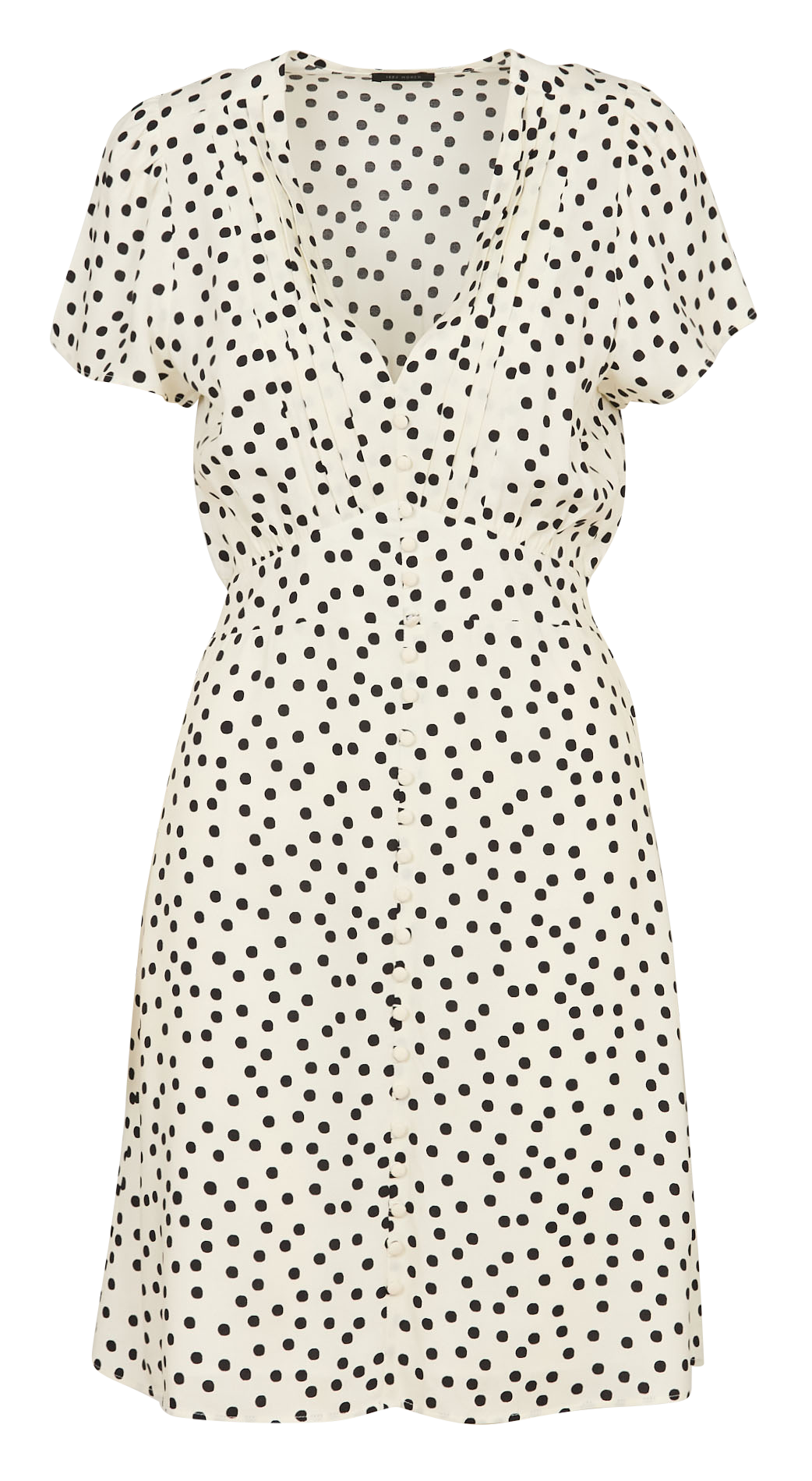 Short polka dot V-neck dress IKKS White