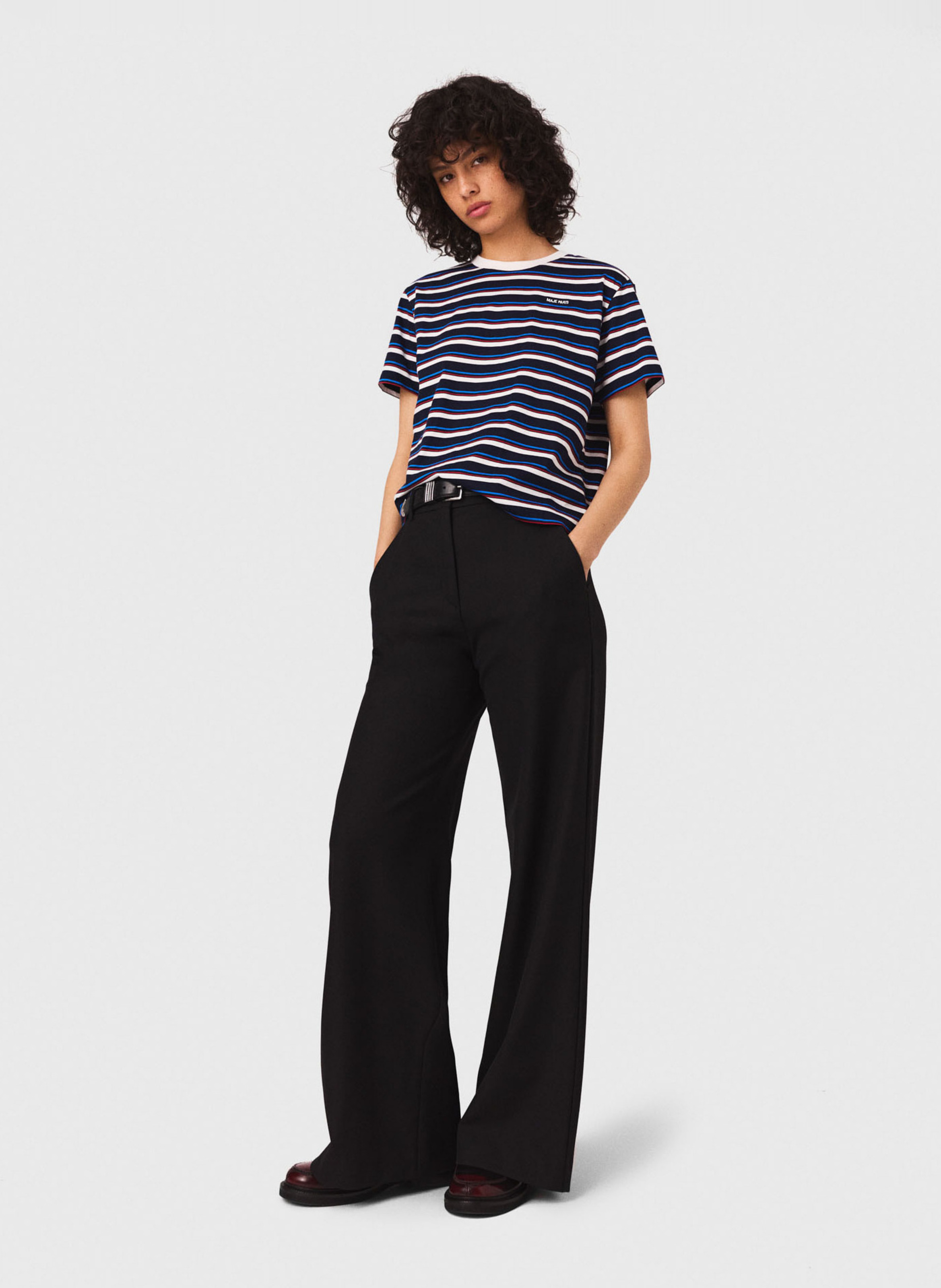 Pantalon de tailleur large  MAJE Bleu