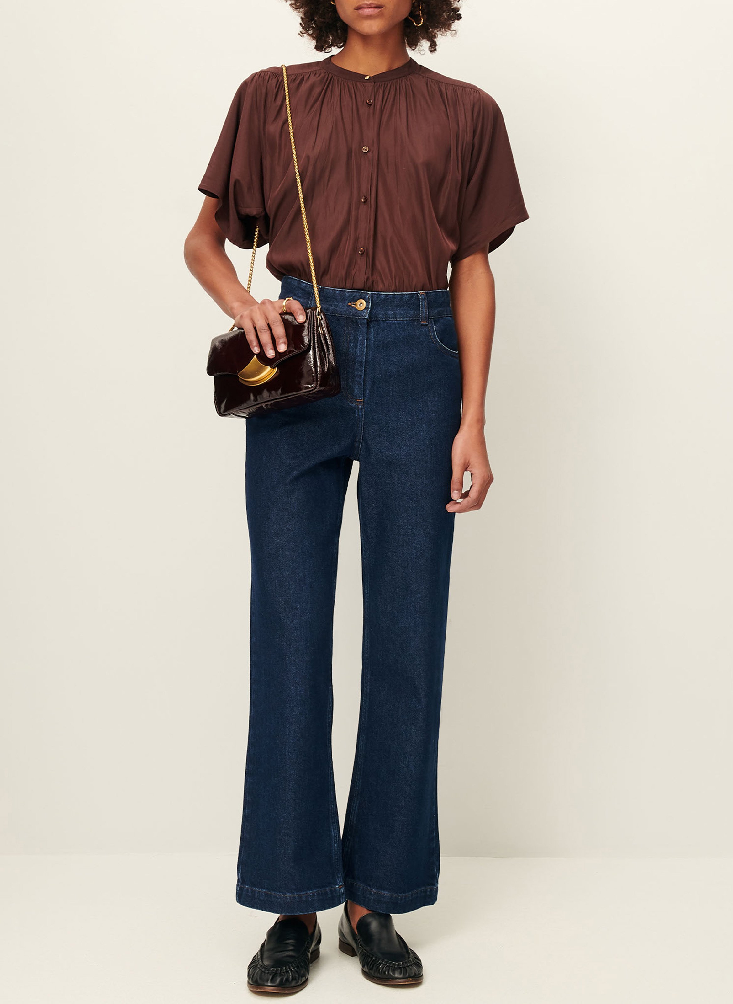 Straight crew neck top SESSUN Brown