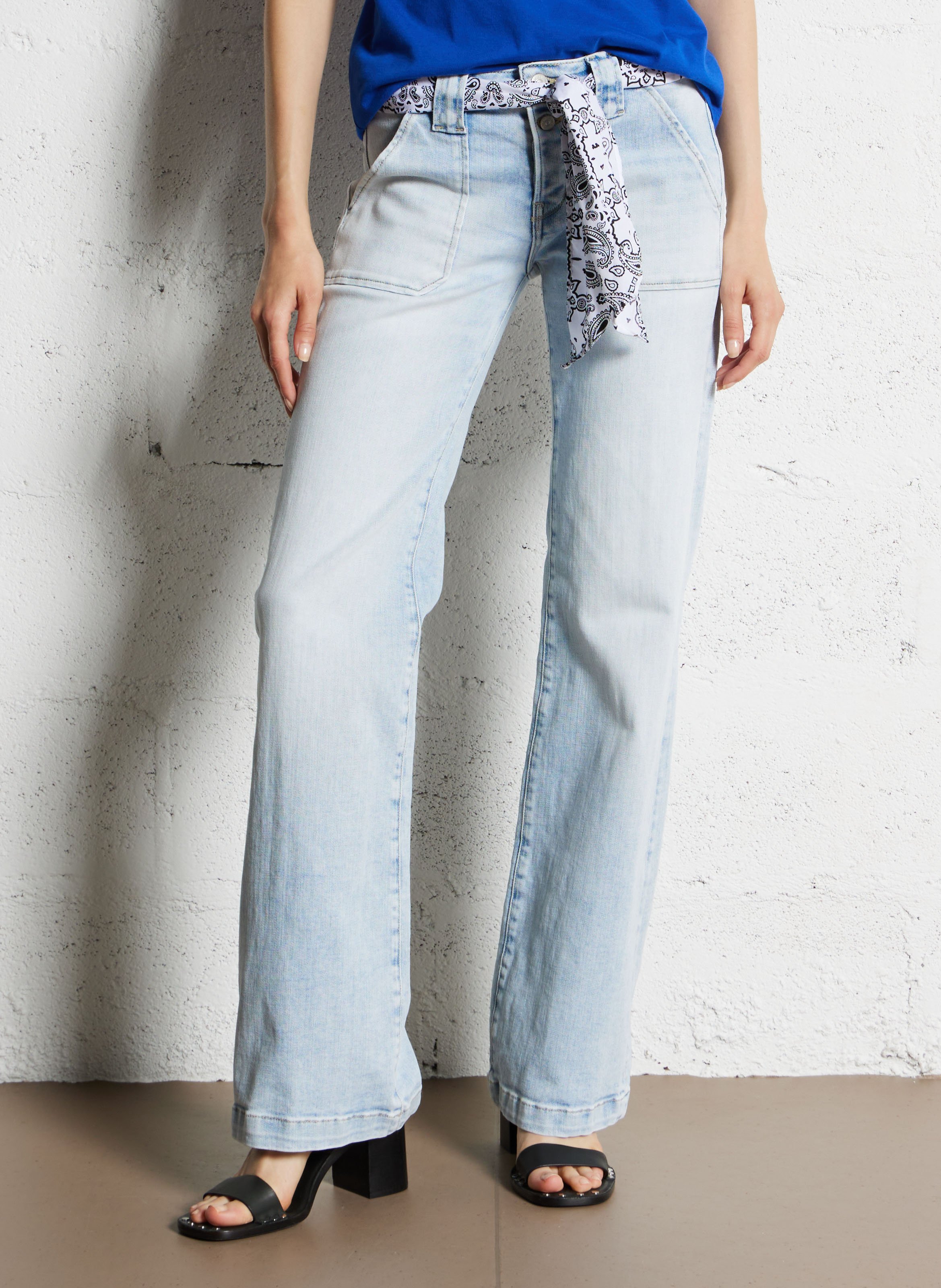 Jean flare en coton mélangé LE TEMPS DES CERISES Bleu