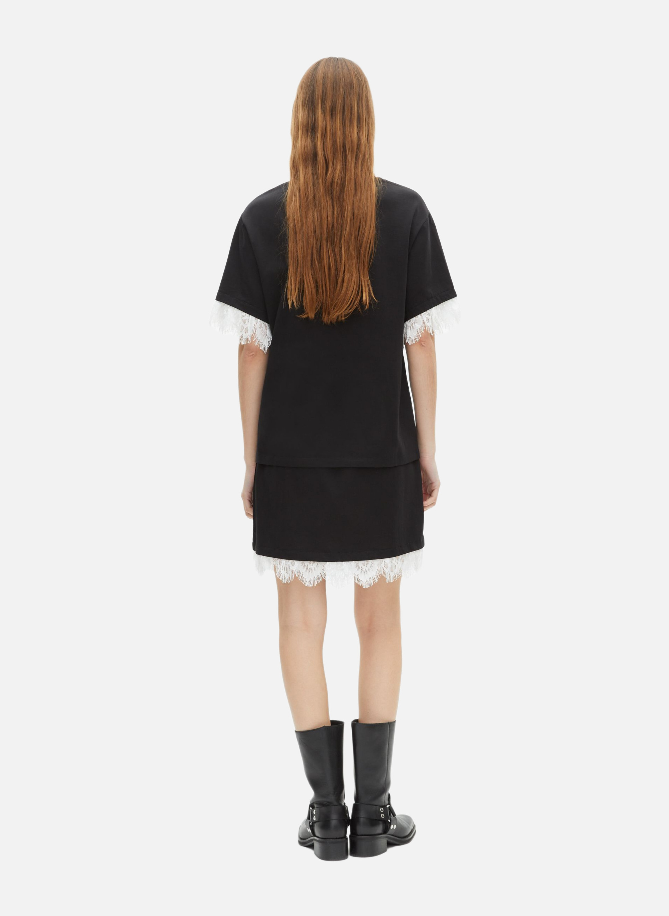 T-shirt with screen printing and lace THE KOOPLES Black