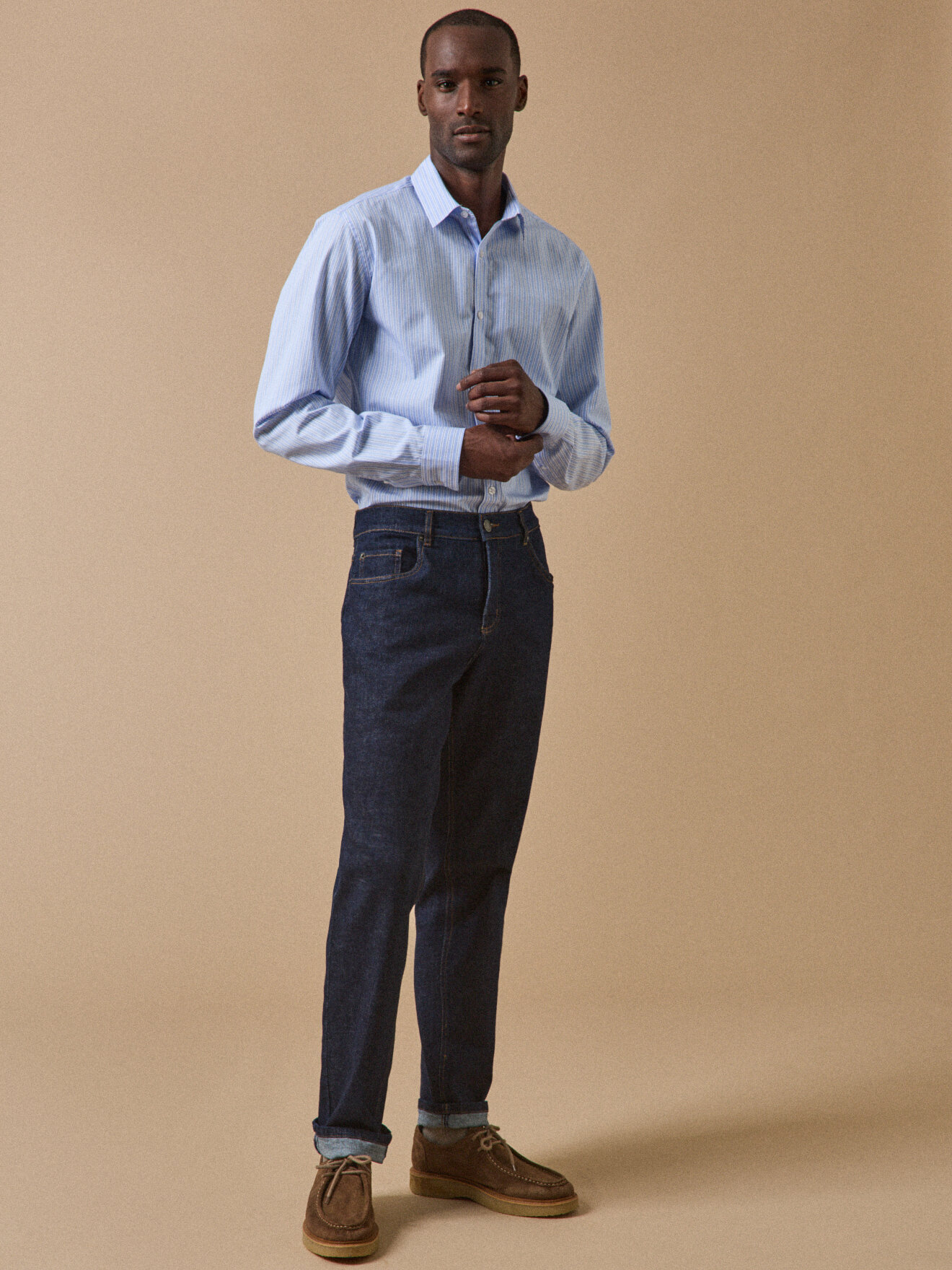 Fitted Striped Poplin Shirt CYRILLUS White