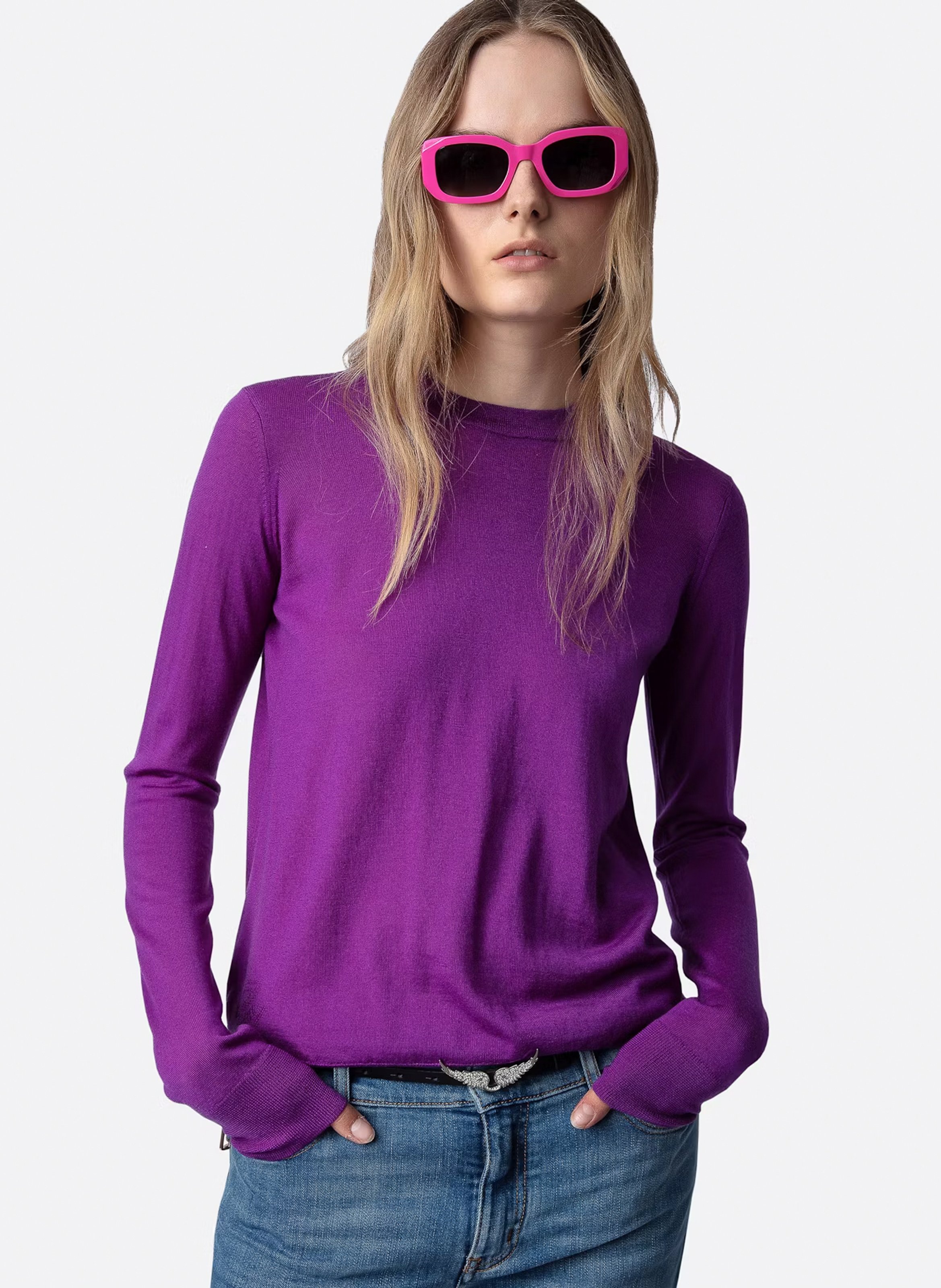 Pull dos nu en laine ZADIG&VOLTAIRE Violet