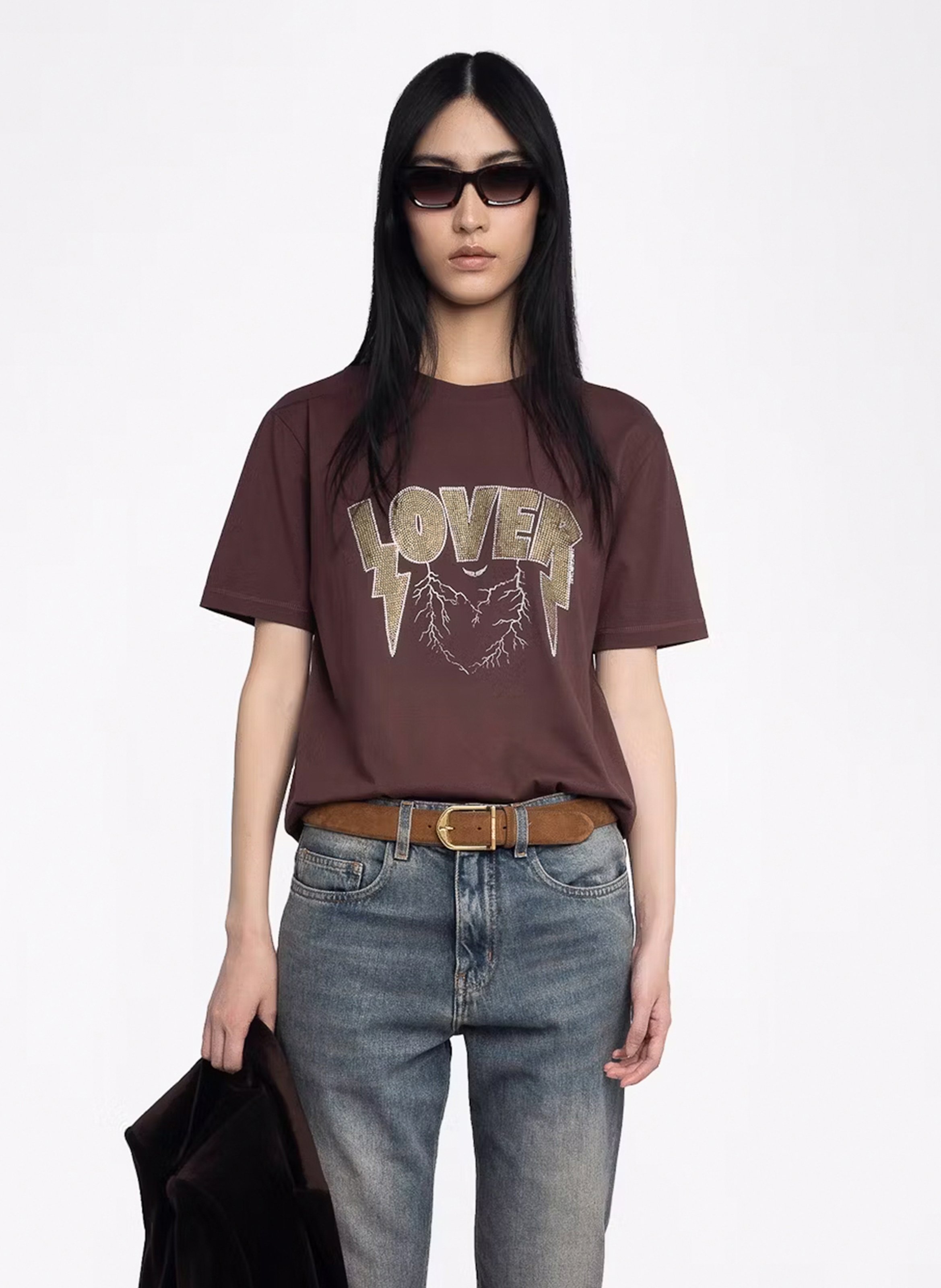 Tee-shirt oversize col rond en coton sérigraphié ZADIG&VOLTAIRE Violet
