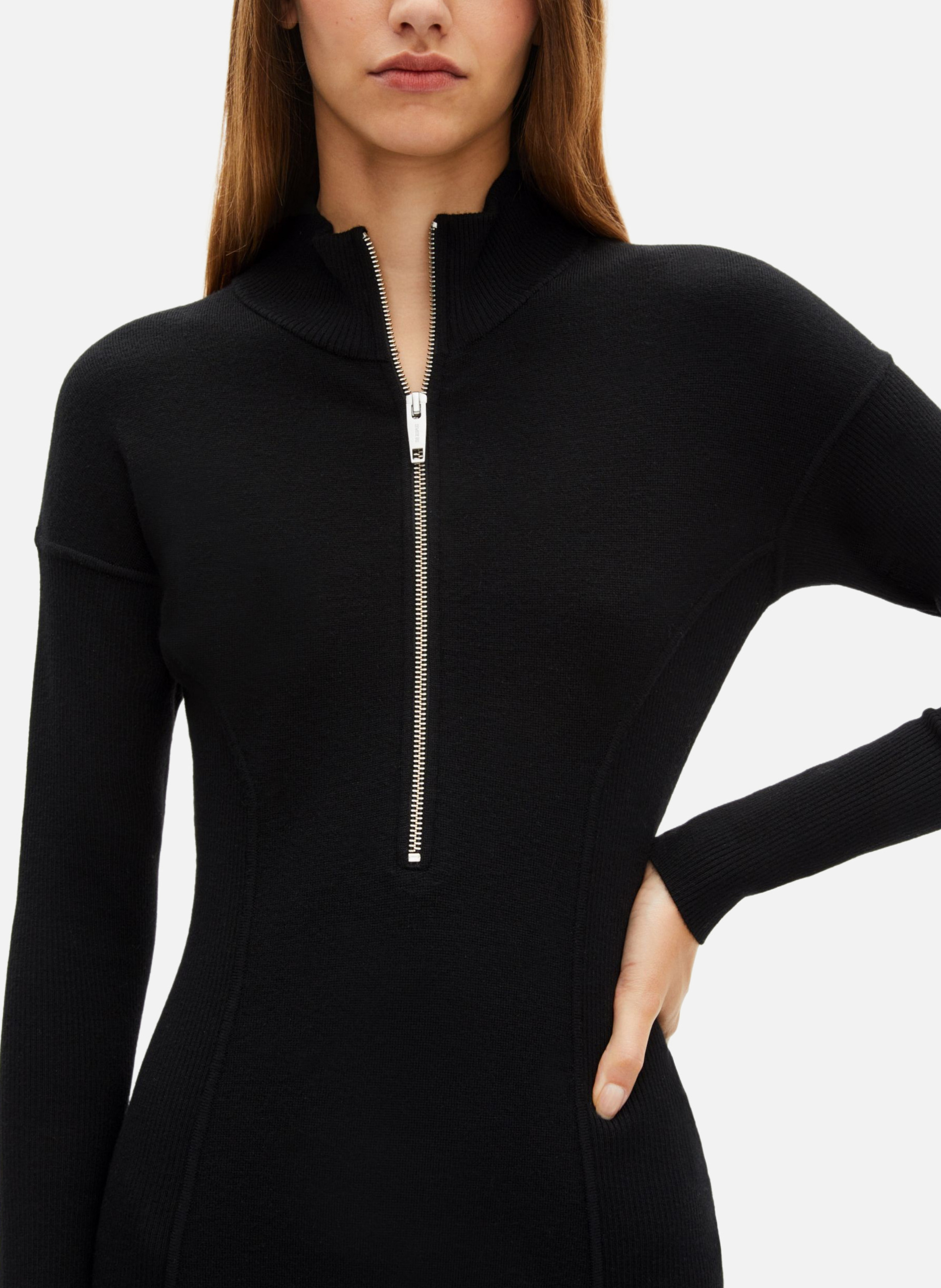 Robe longue en laine mélangée col zippé THE KOOPLES Noir