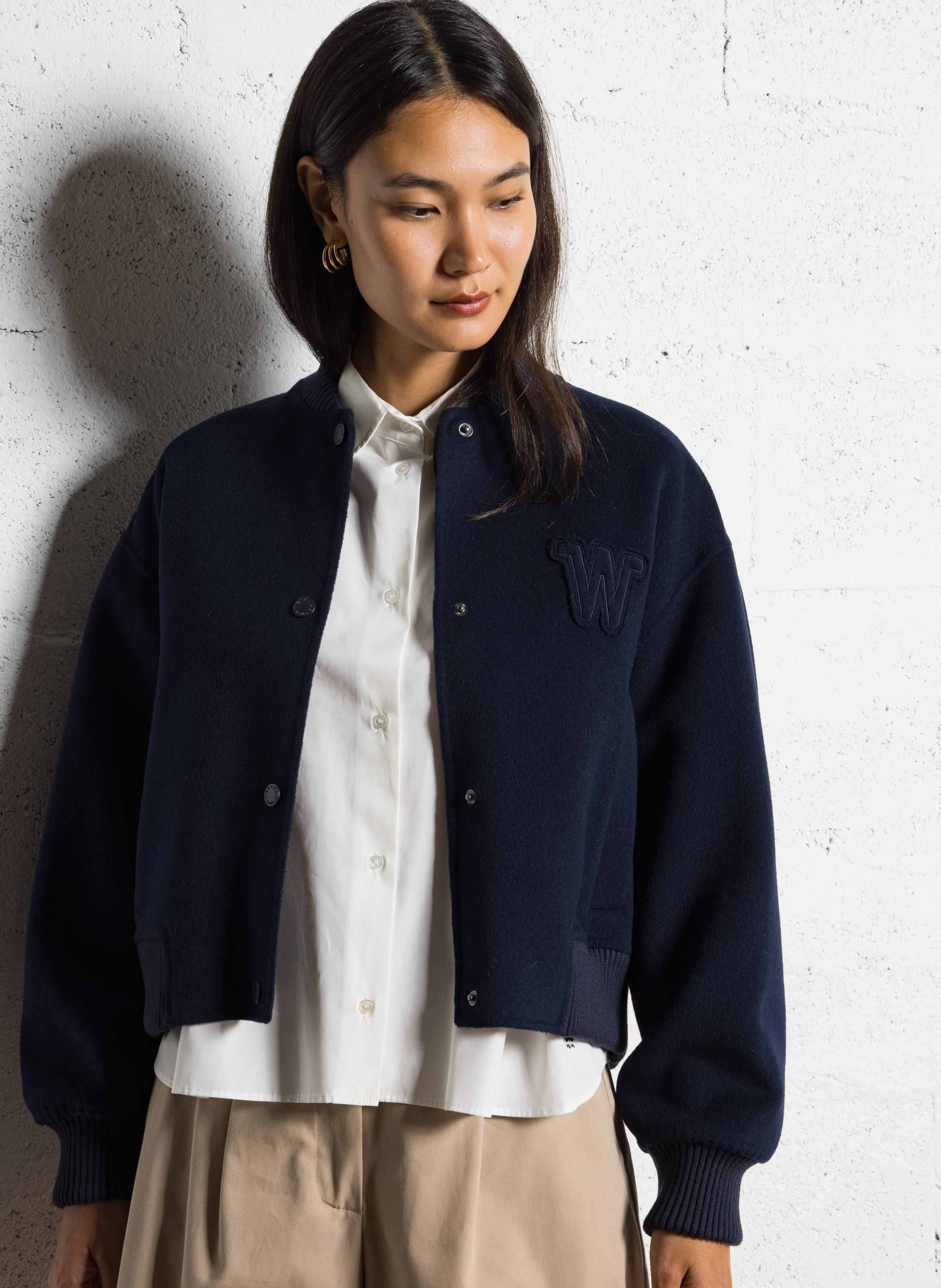 Veste col teddy en laine mélangée MAX MARA WEEK END Bleu