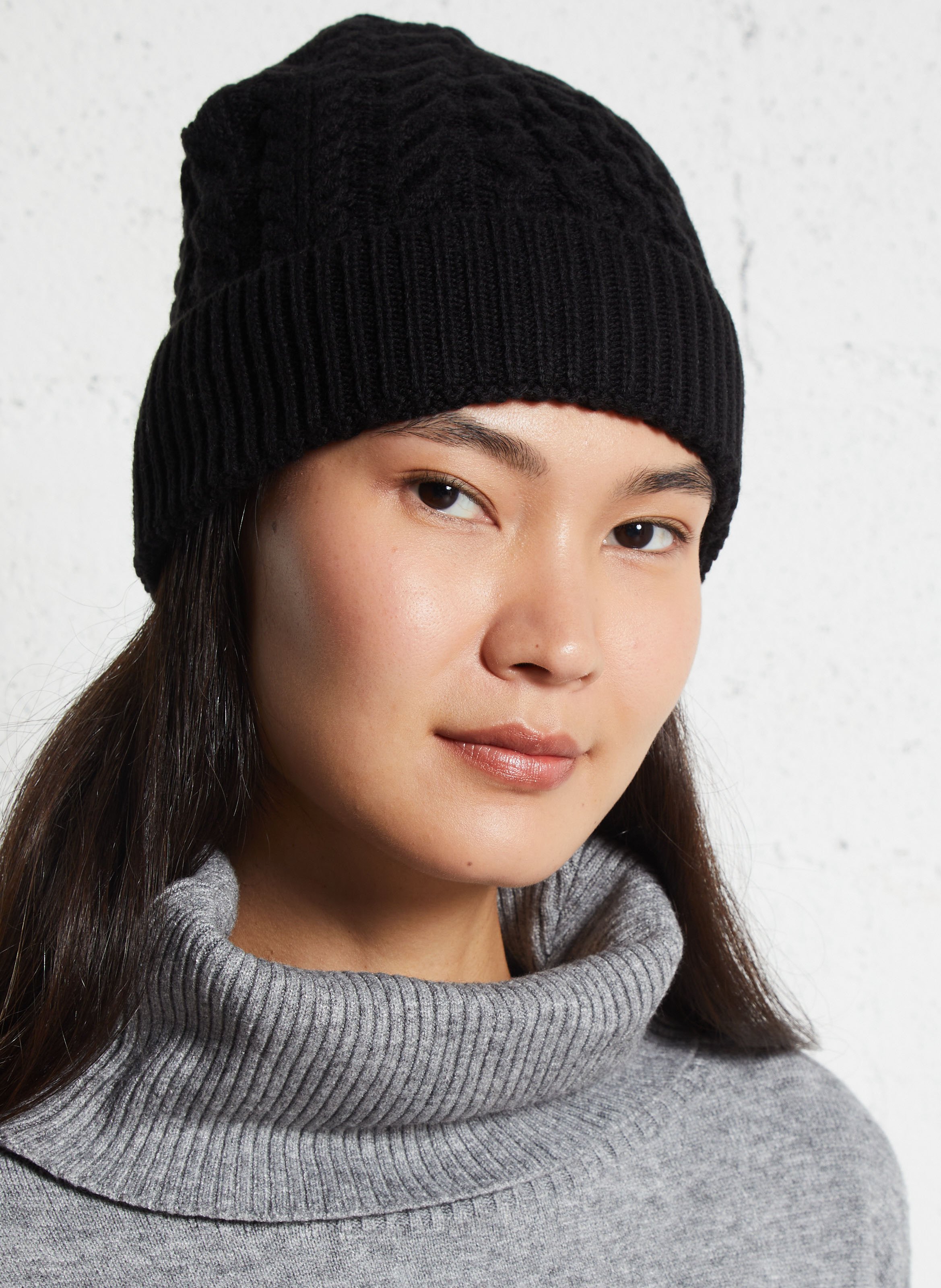 Screen-printed wool-blend hat MAISON 123 Black