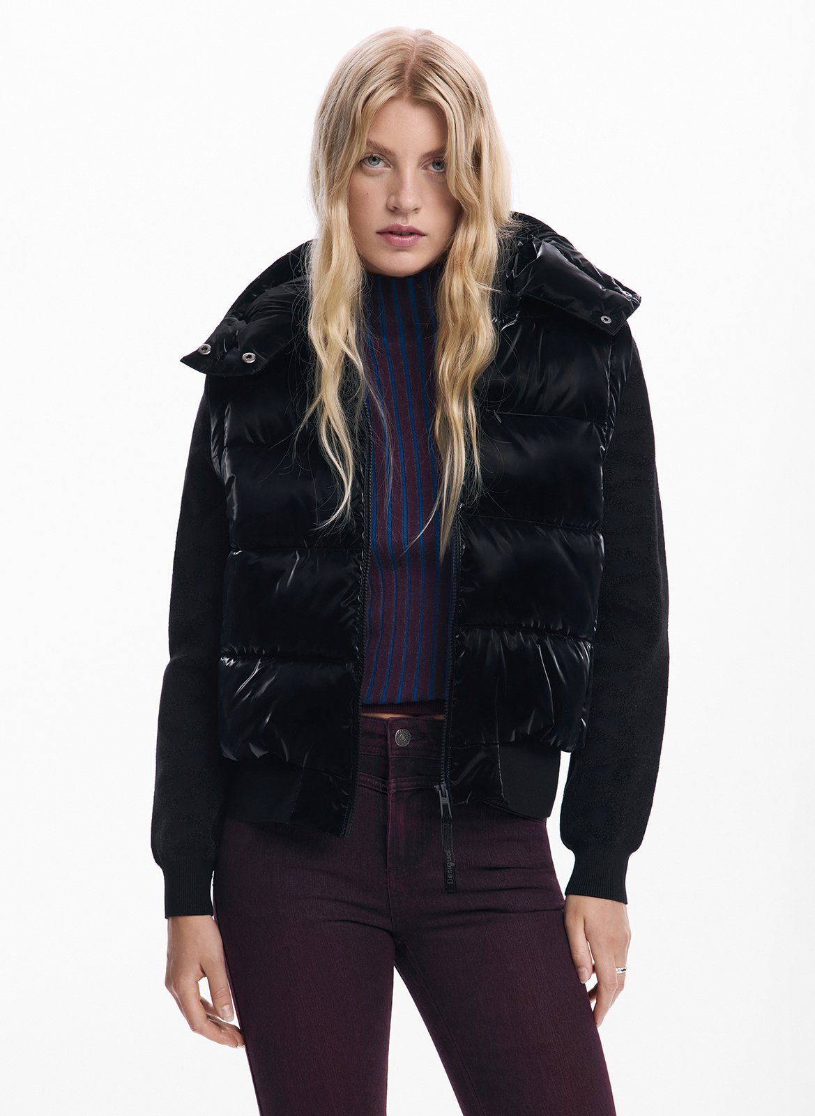 Veste matelassée convertible brillante DESIGUAL Noir