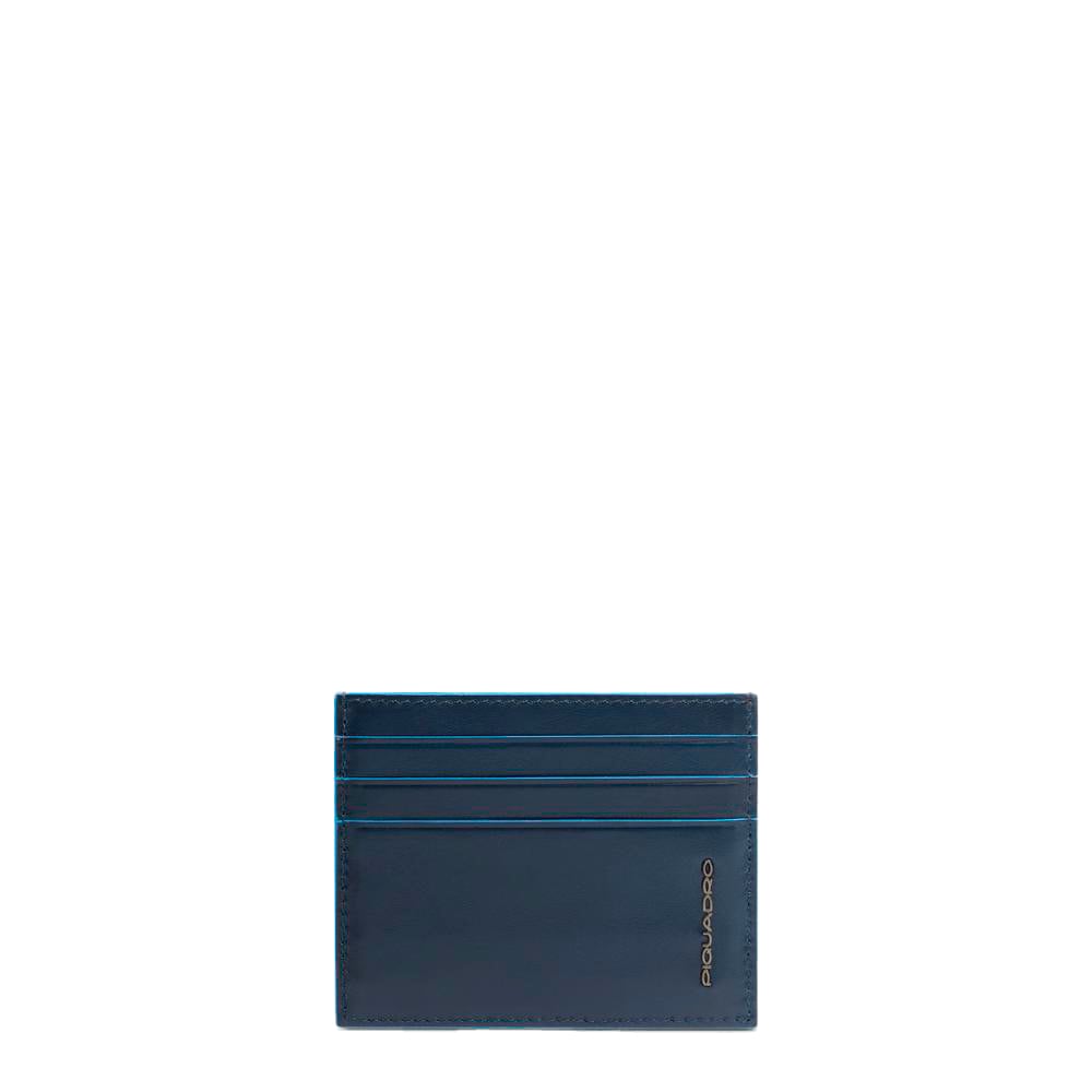 Men's slim leather credit card holder with RFID protection PIQUADRO Blue
