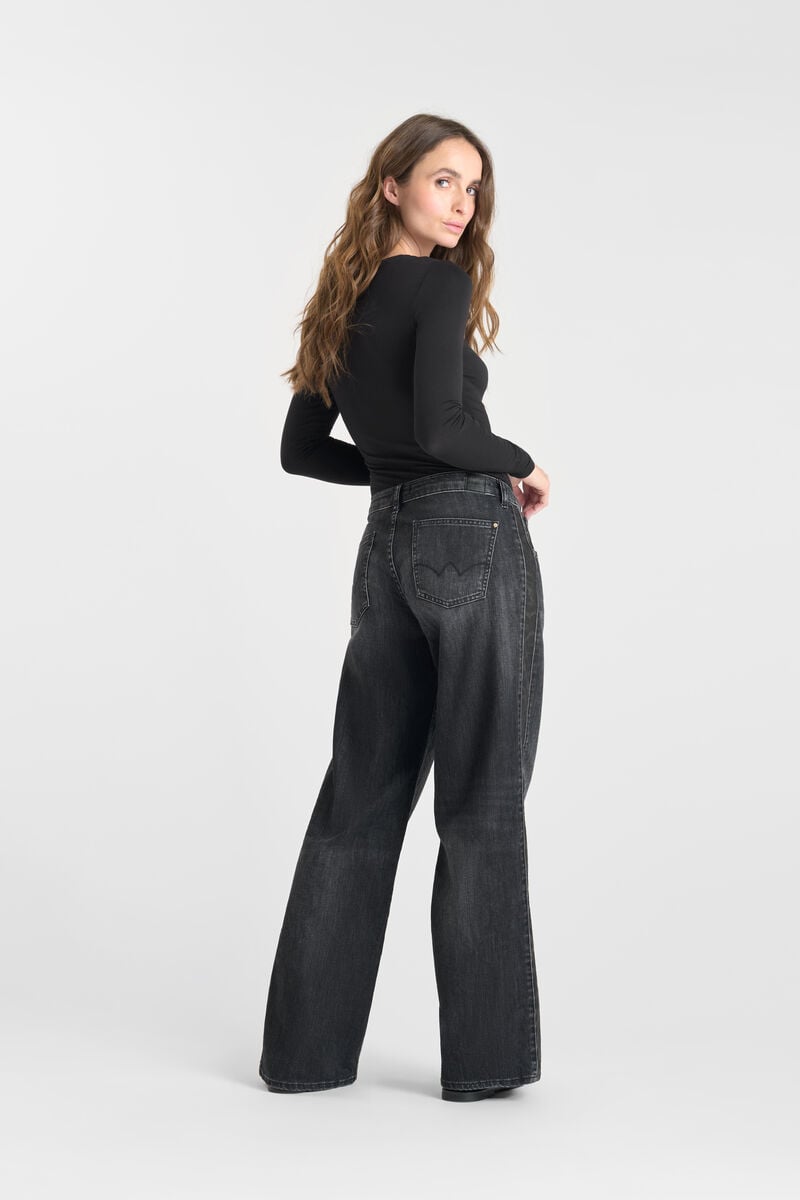 Flare wide leg jeans, length 34 LE TEMPS DES CERISES Black