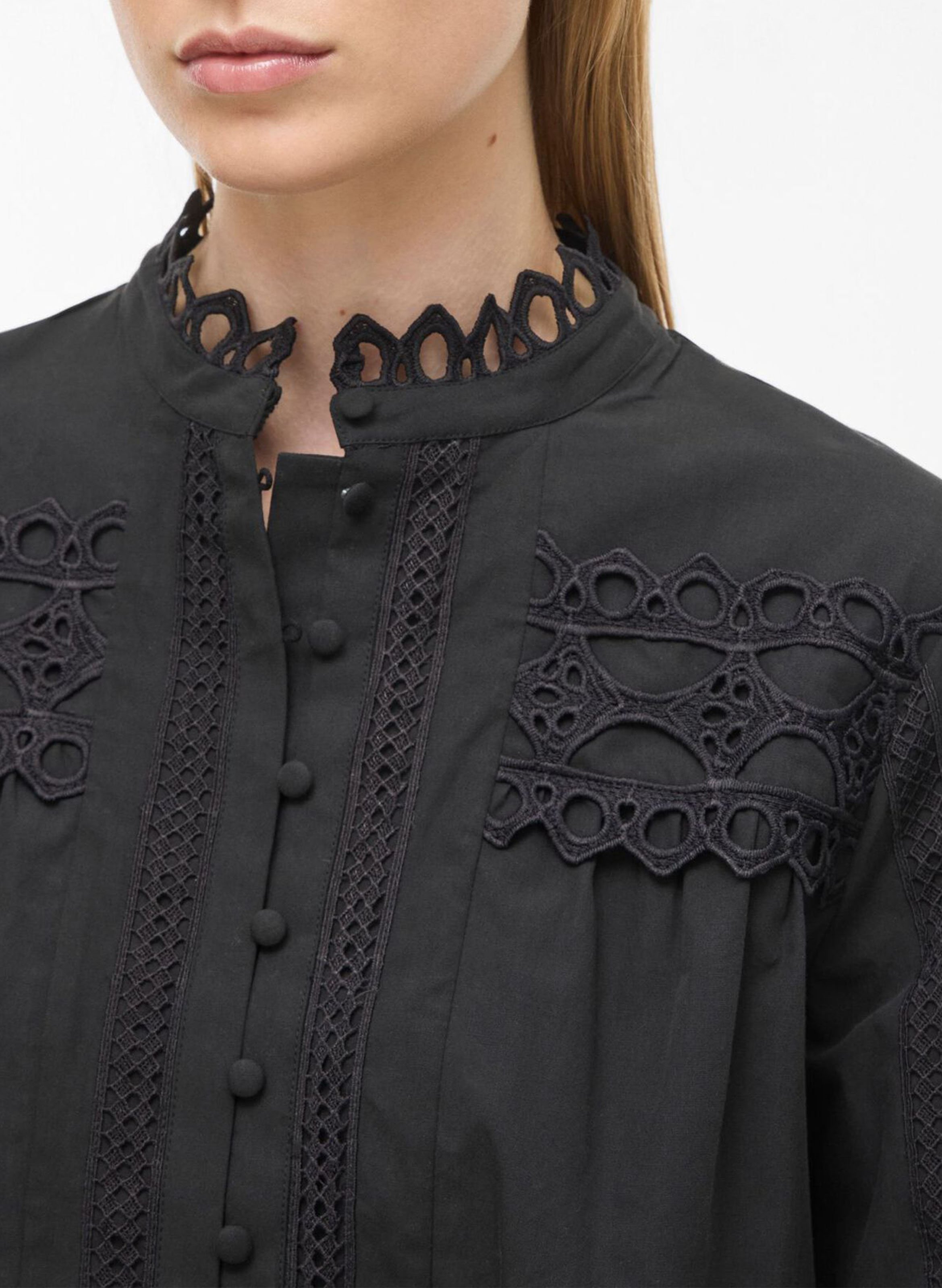 Shirt with high collar in organic cotton ROUGE EDIT Grey