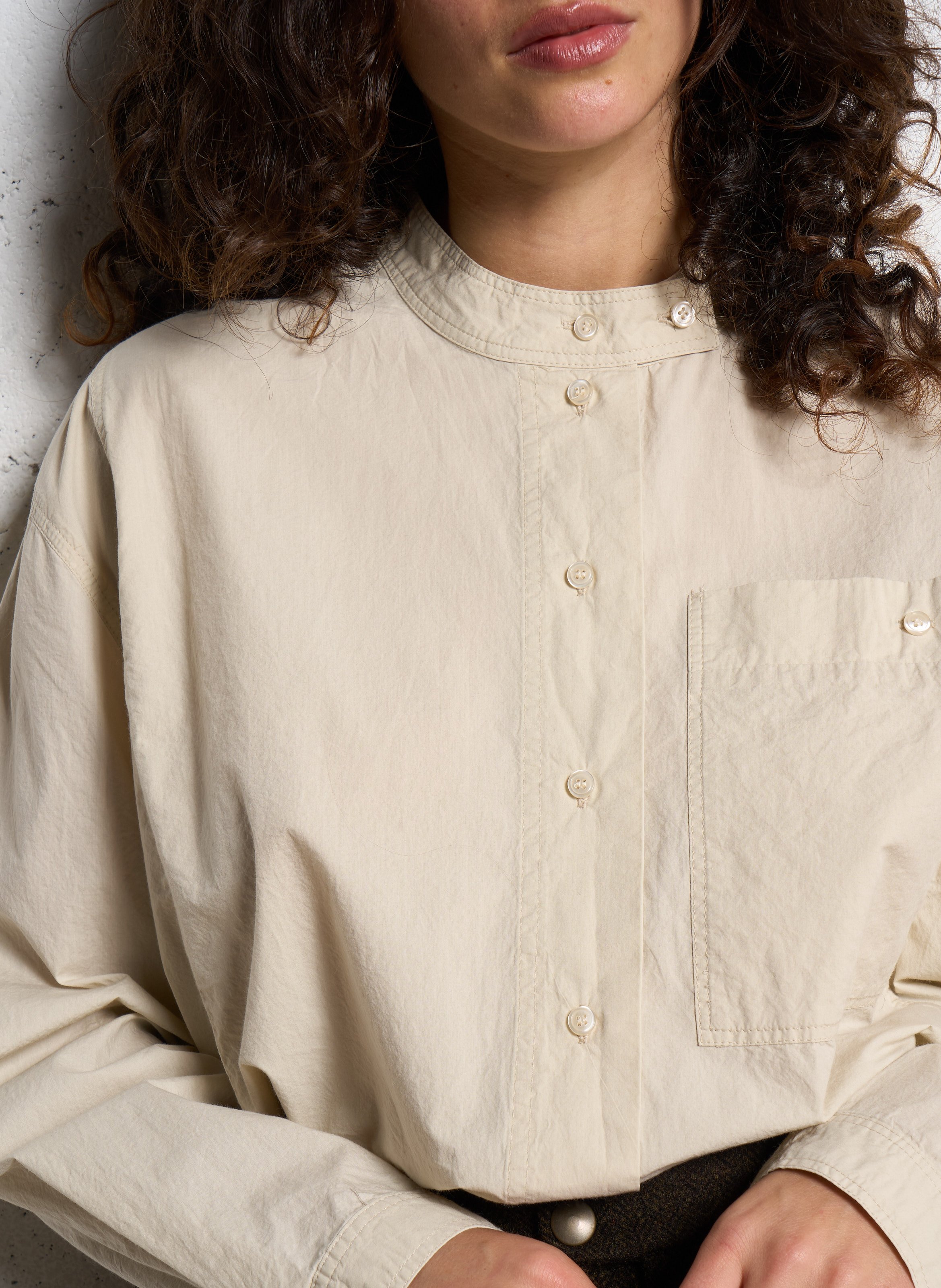 Bluse aus Bio-Baumwolle mit Rundhalsausschnitt SOEUR Beige