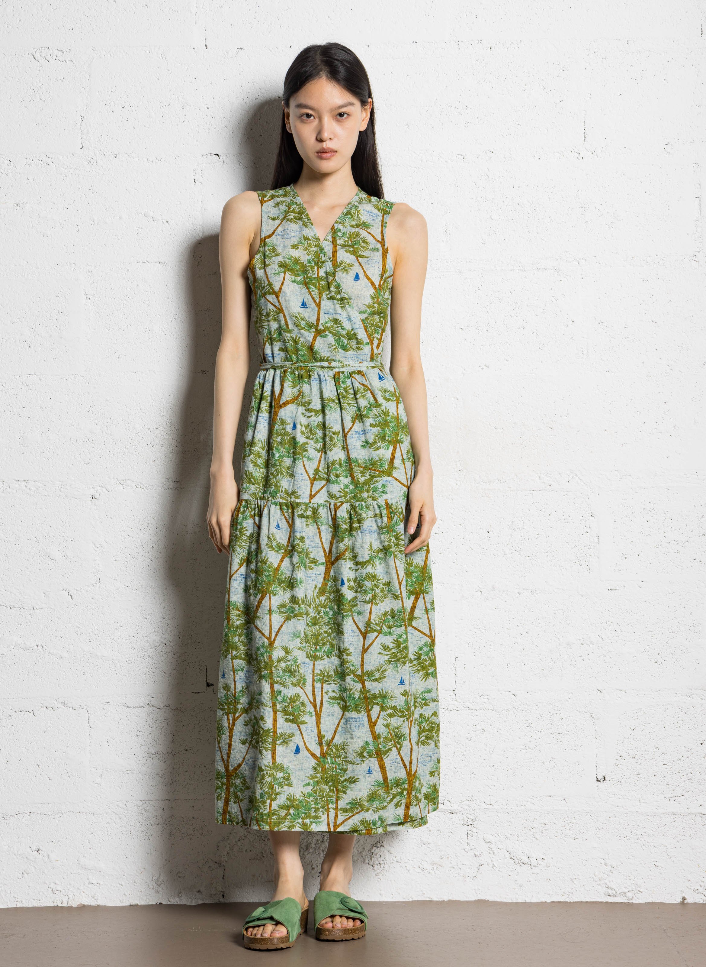 Robe sans manches cache-cœur imprimée NICE THINGS Beige