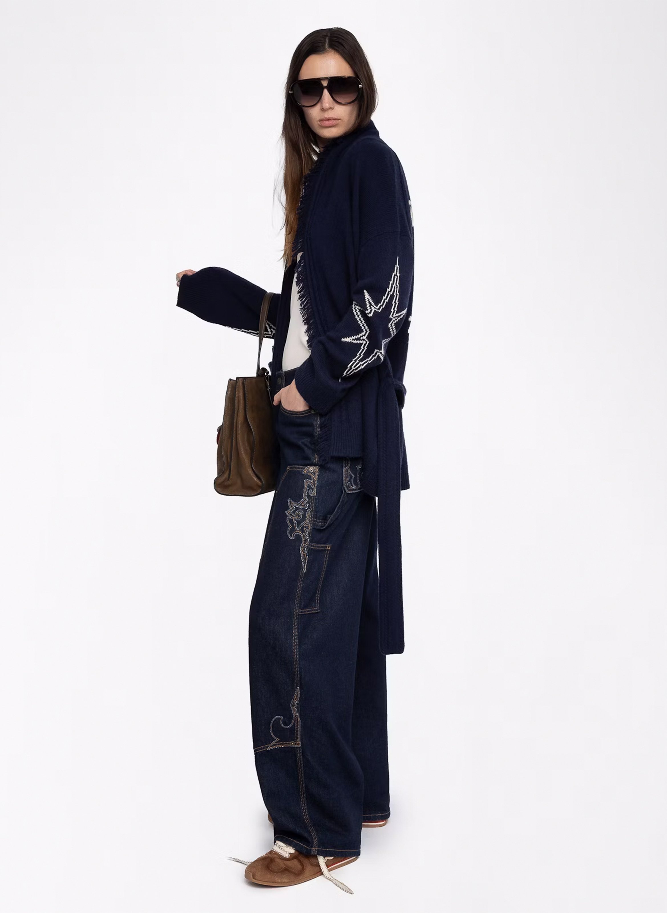 Jas met V-hals van wol en kasjmier ZADIG&VOLTAIRE Blauw