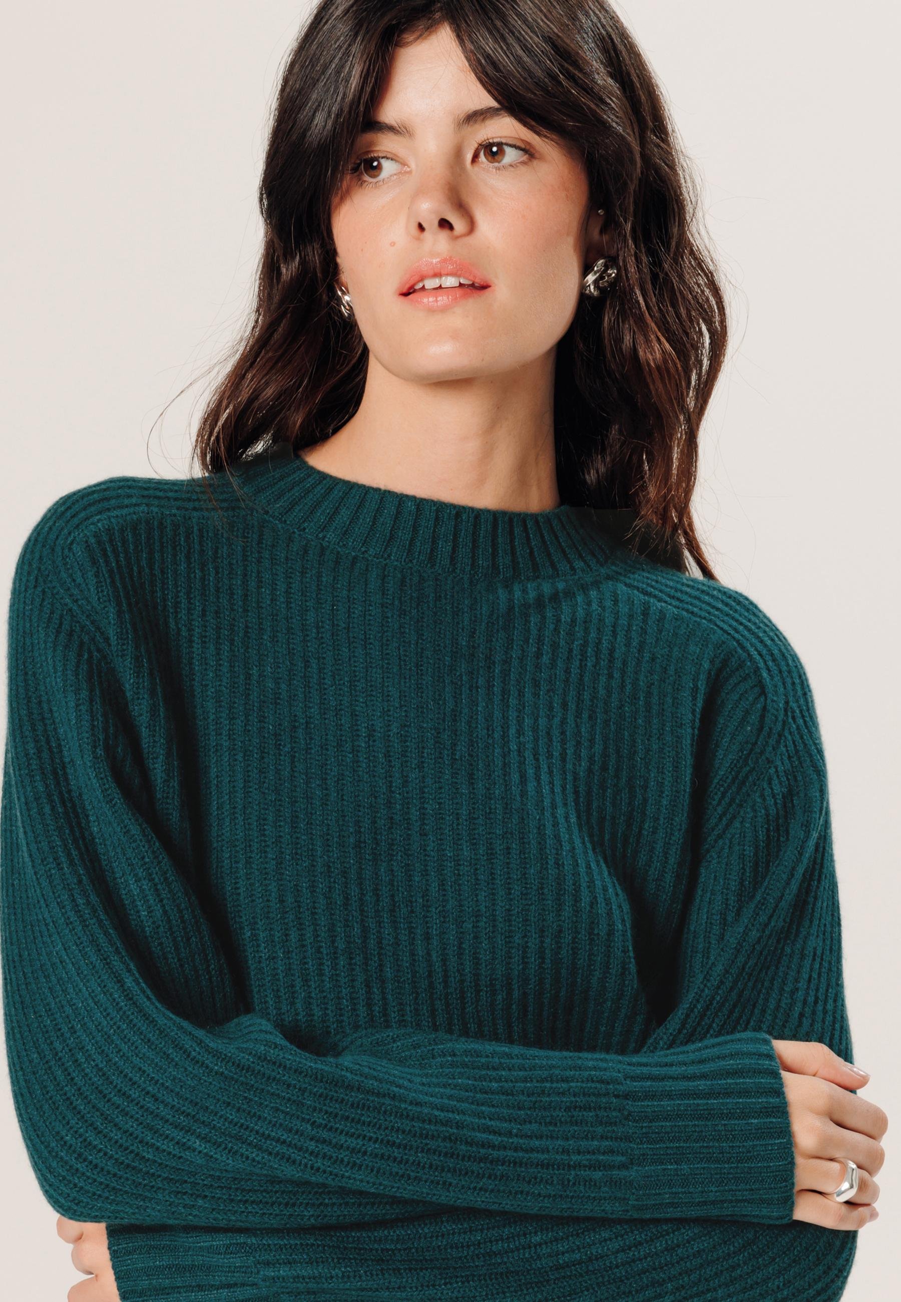 Ribbed round-neck cashmere sweater RODIER Green