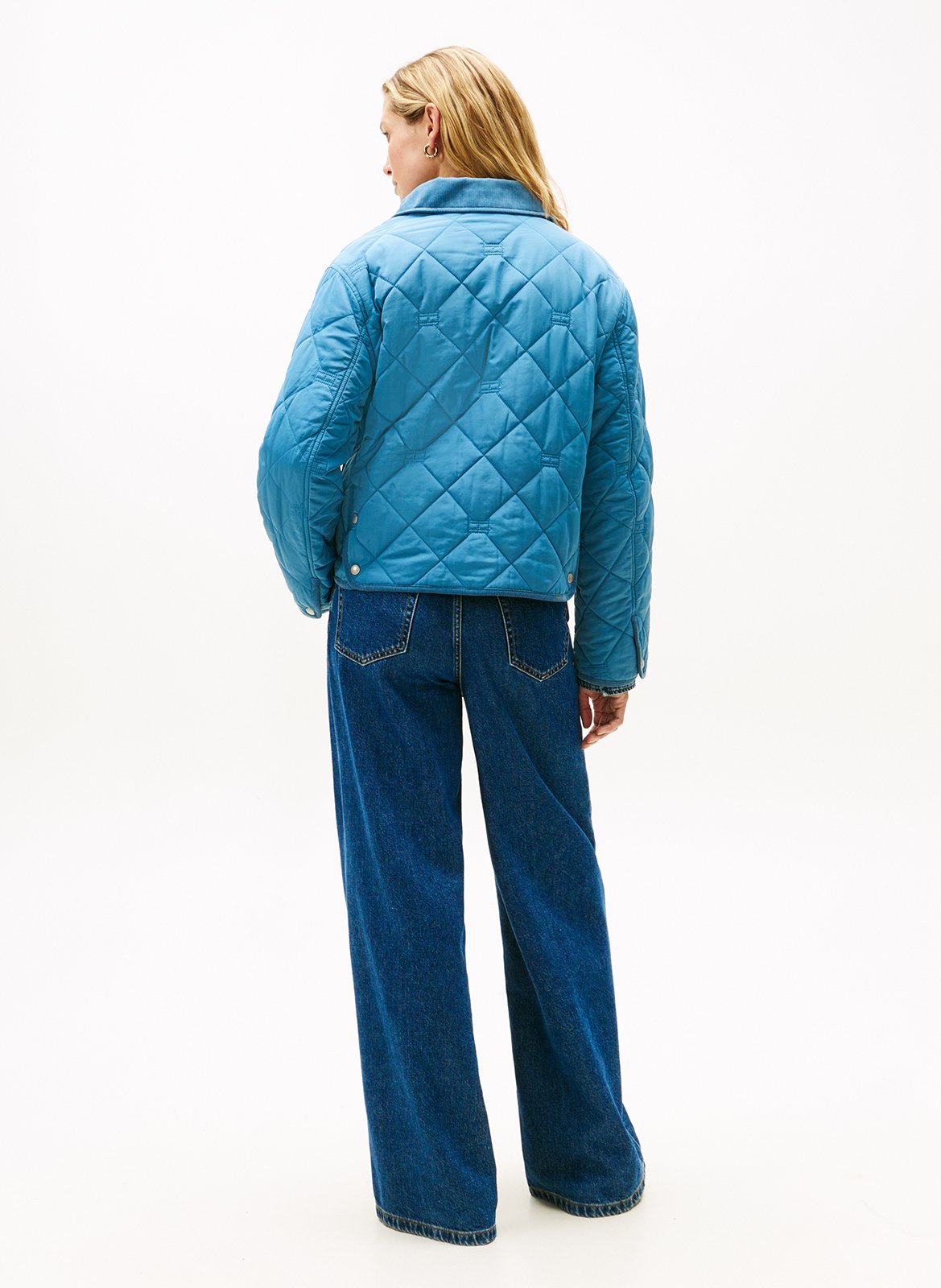 Veste droite matelassée à col velours TOMMY HILFIGER Bleu