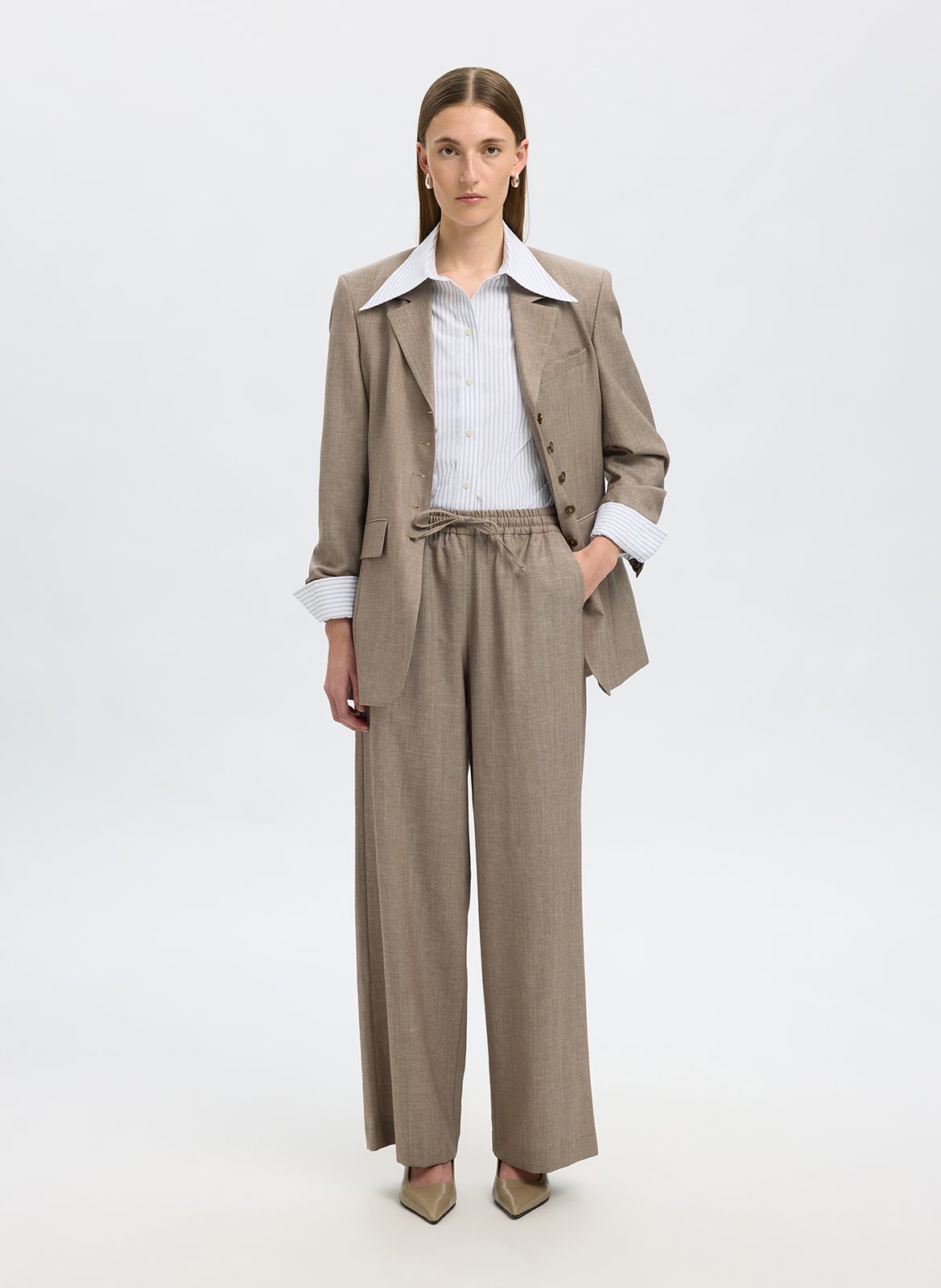 Pantalon droit SELECTED Beige