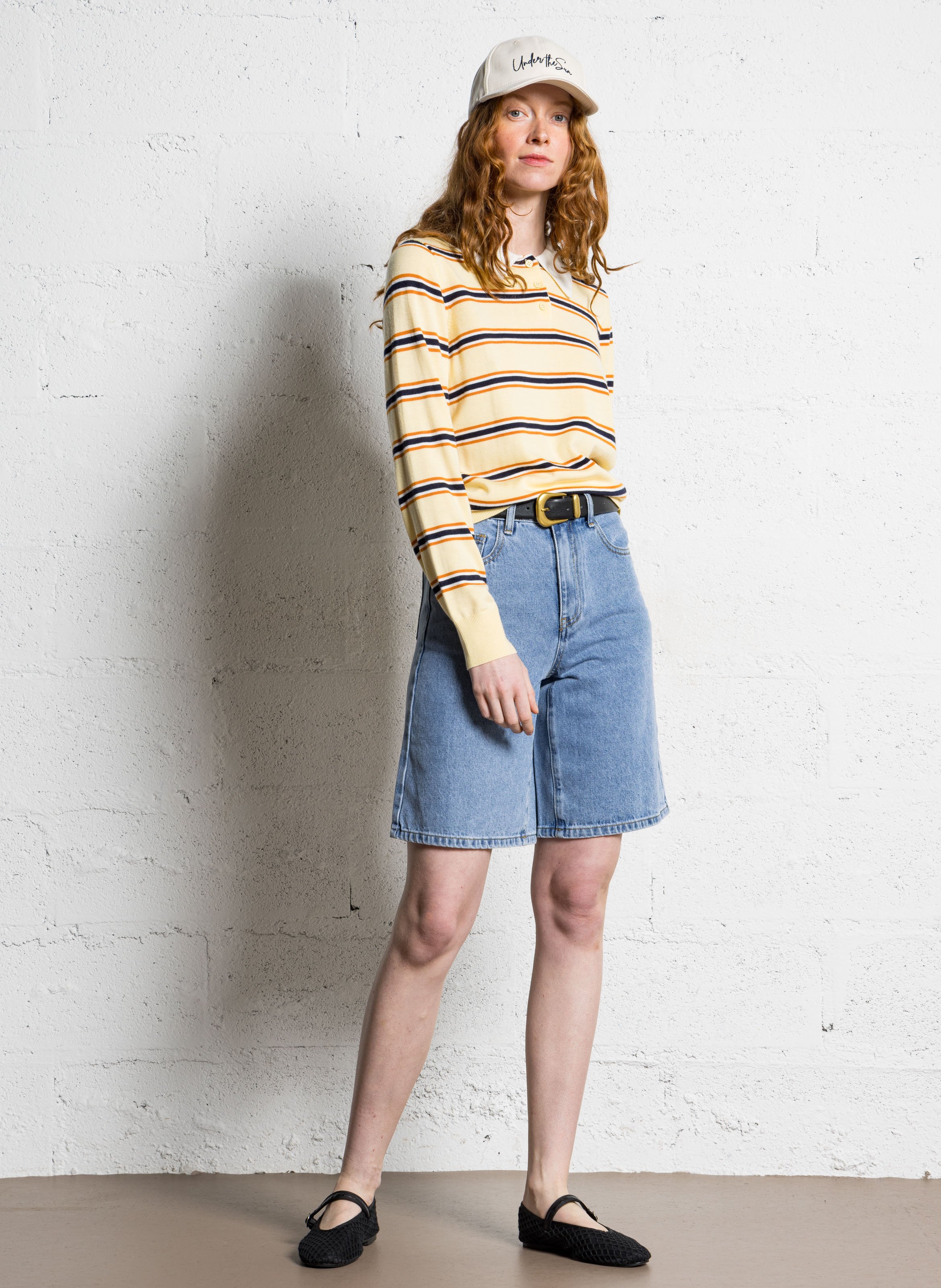 Pull polo droit à rayures SUNCOO Jaune