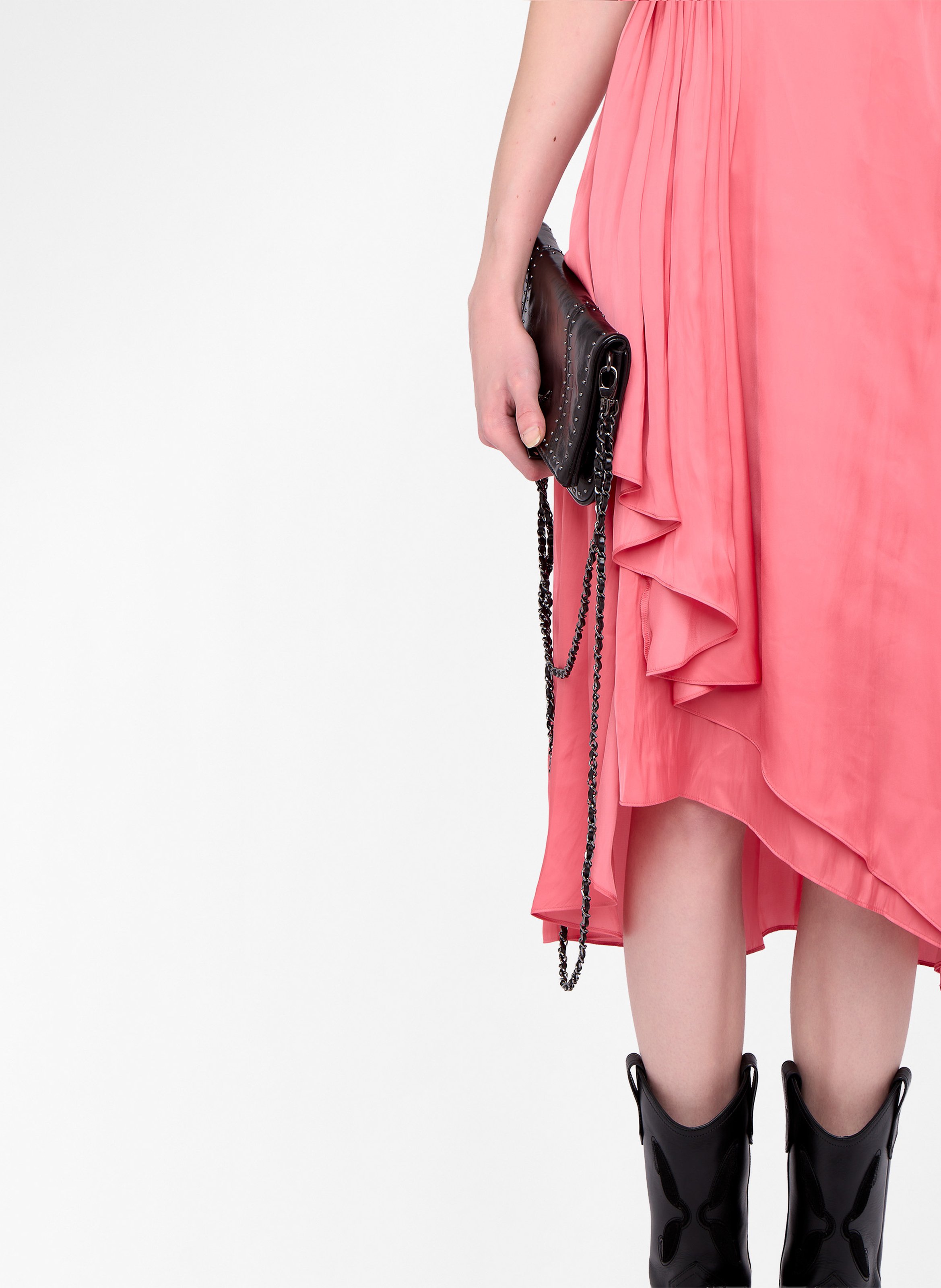 Midi dress with Tunisian collar in satin ZADIG&VOLTAIRE Pink