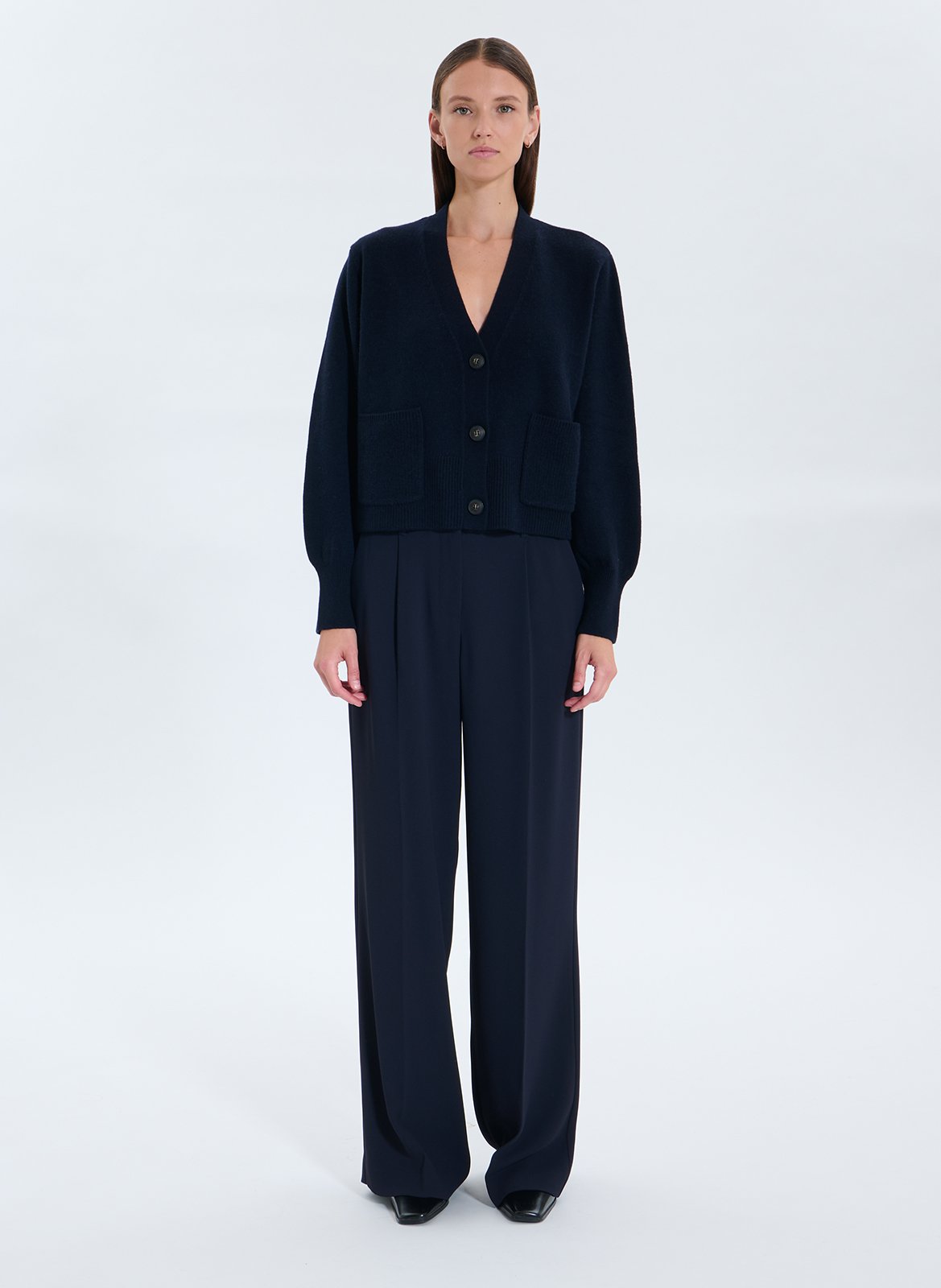 Cardigand col V en laine ZAPA Bleu