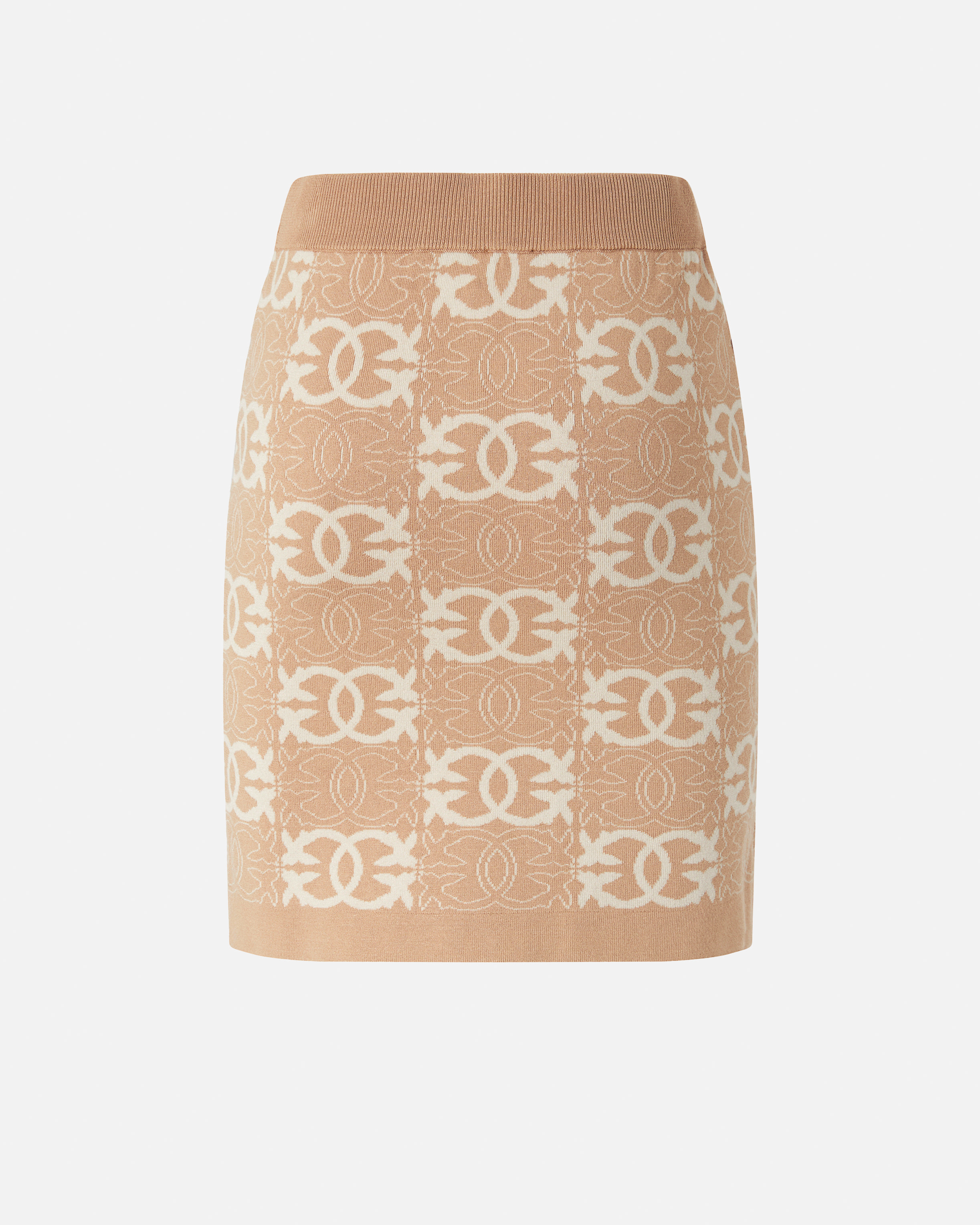 Mini skirt with love birds logo PINKO Brown