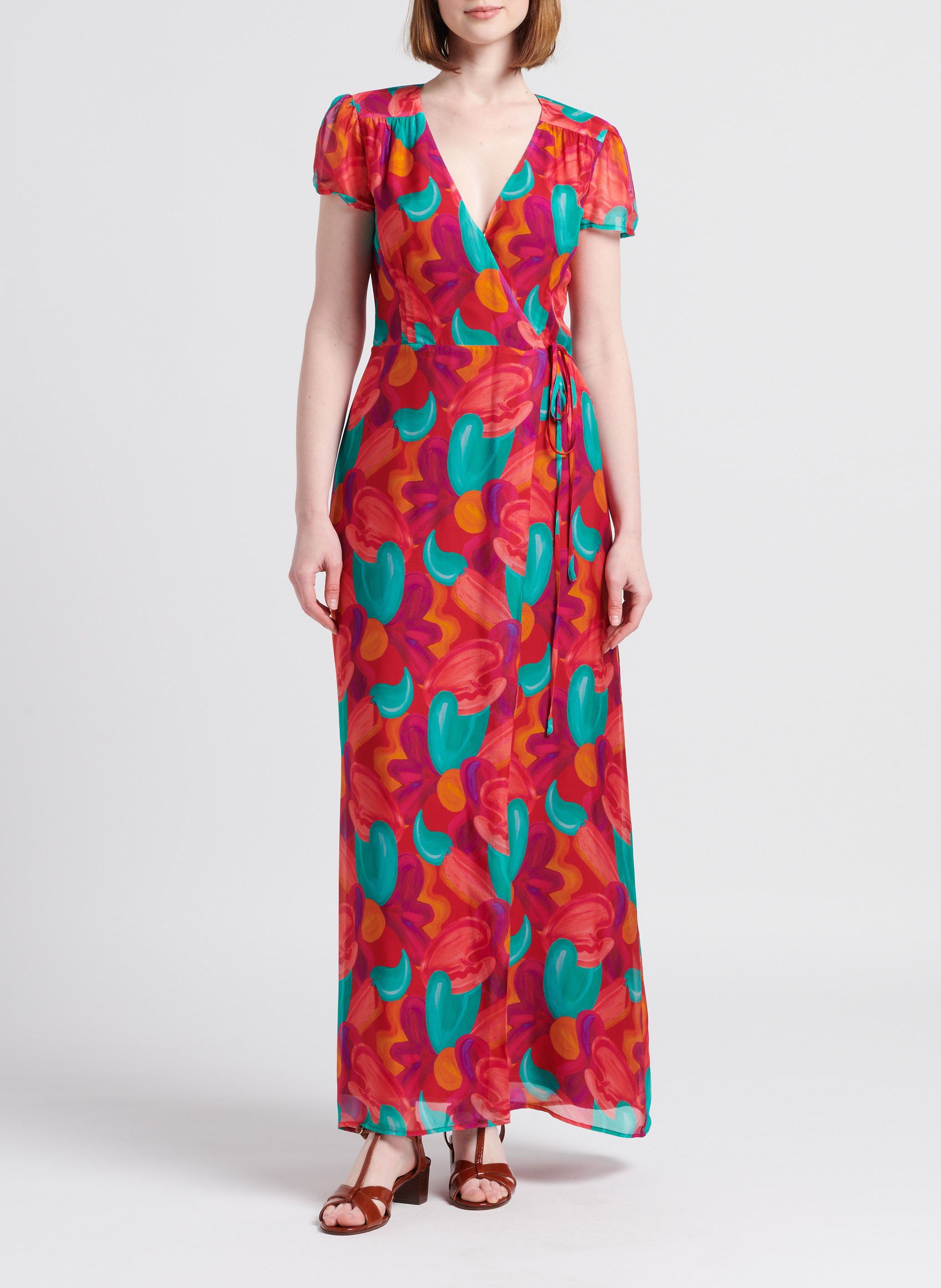 Robe longue portefeuille à imprimé SOI PARIS Multicolore