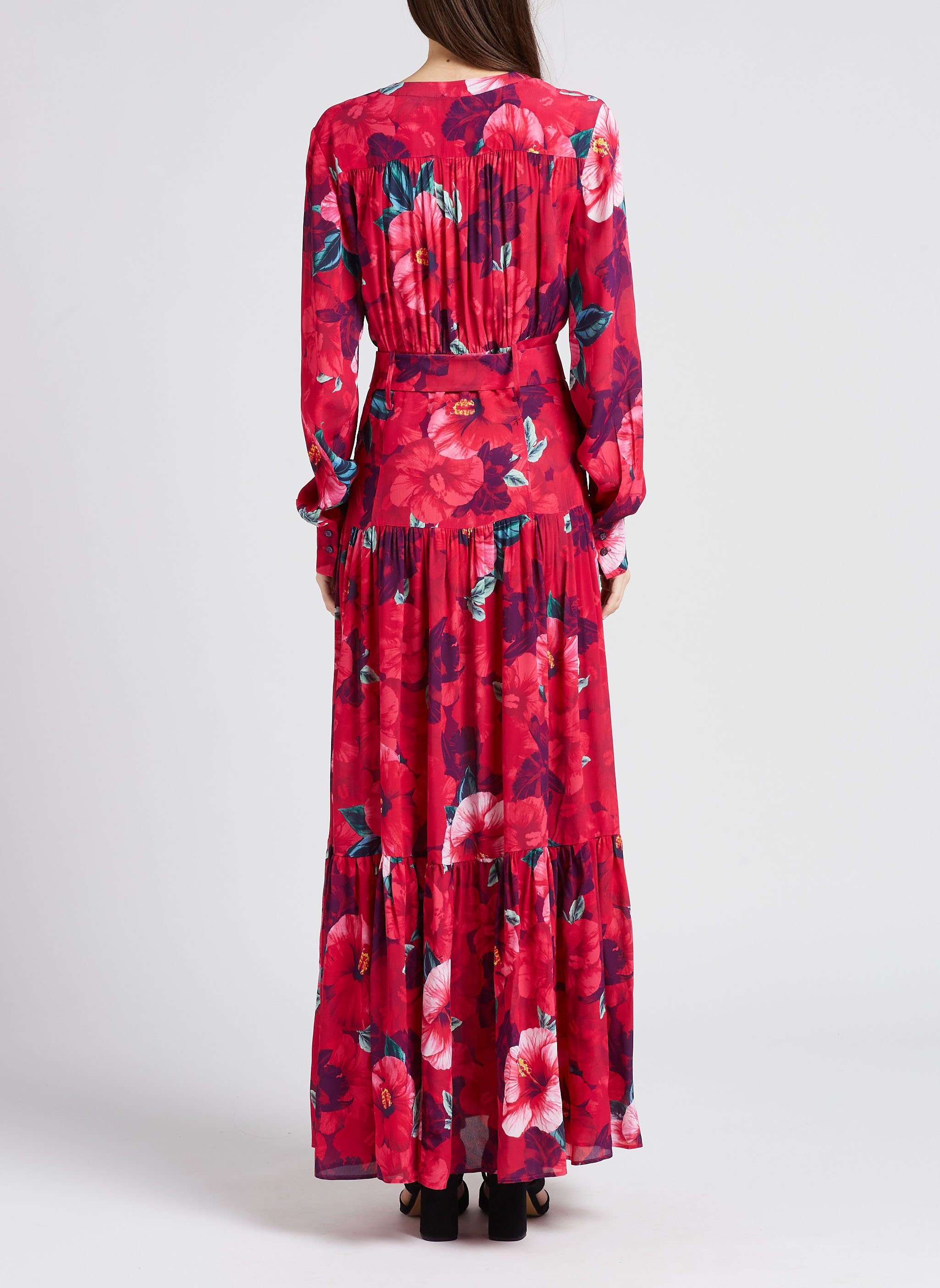 Robe longue col V imprimé floral  PINKO Rose