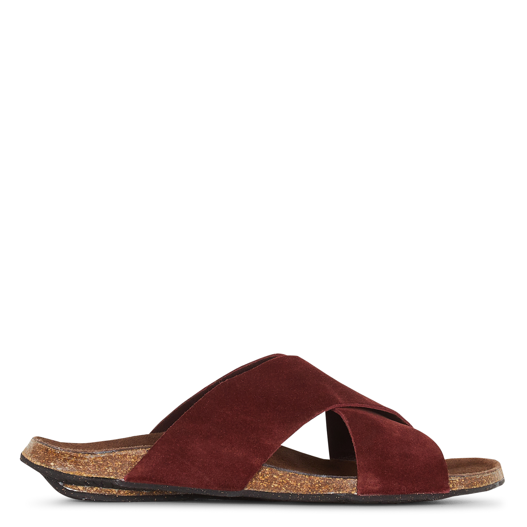 Flache Ledersandalen mit gekreuzten Riemchen BOSABO Pflaume