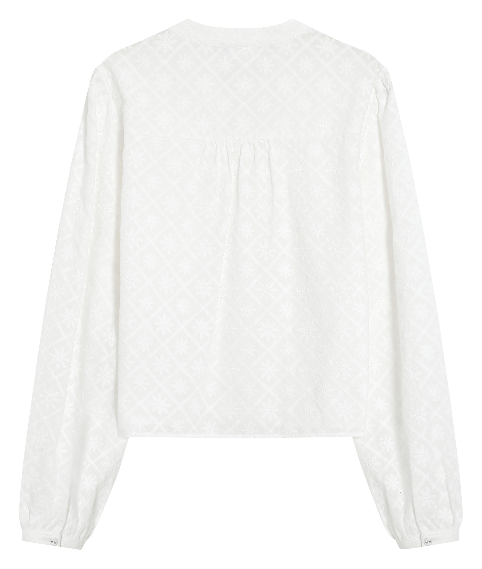 Blouse droite col V en coton brodé GRACE ET MILA Beige