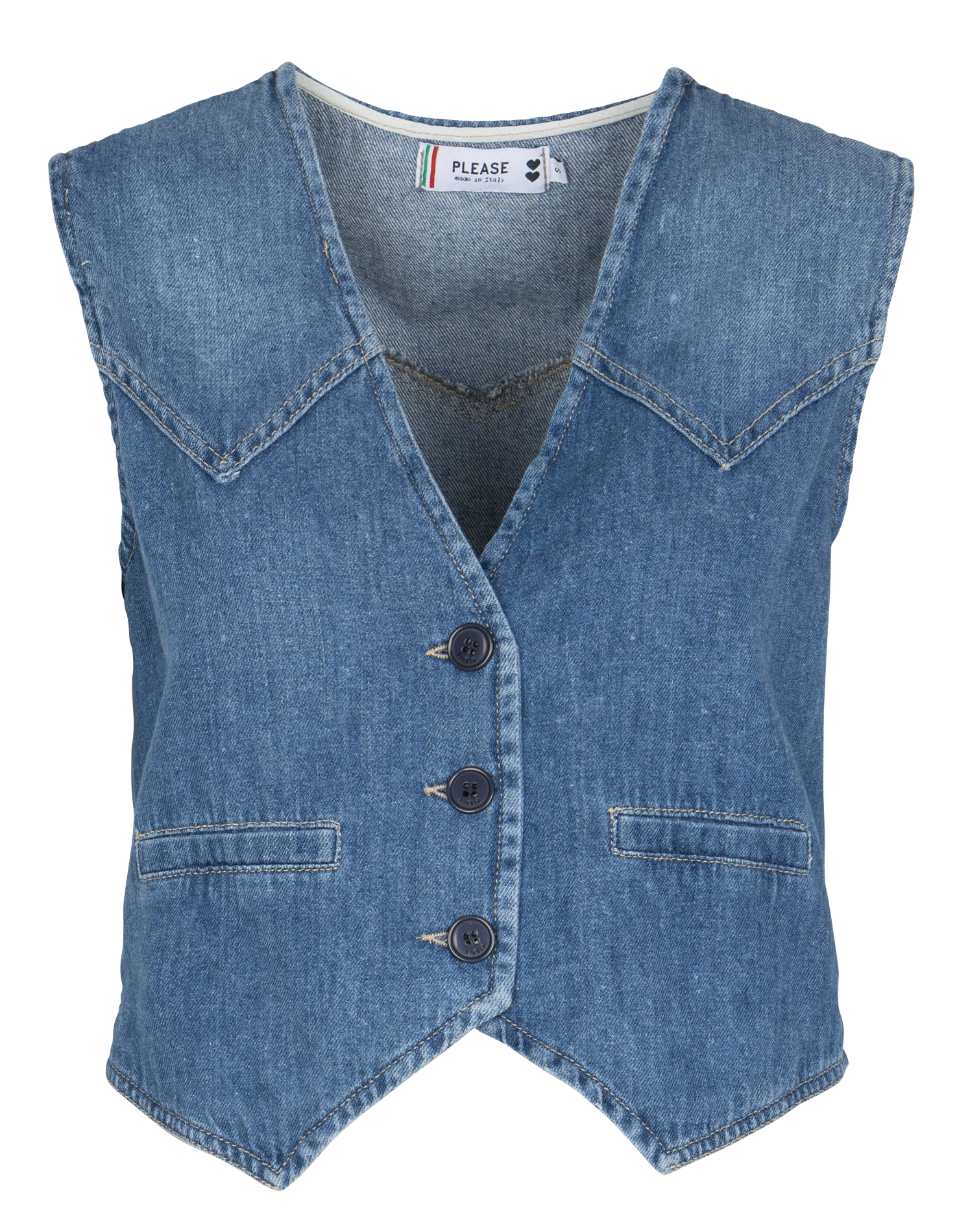 Tailored buttoned denim vest PLEASE Blue
