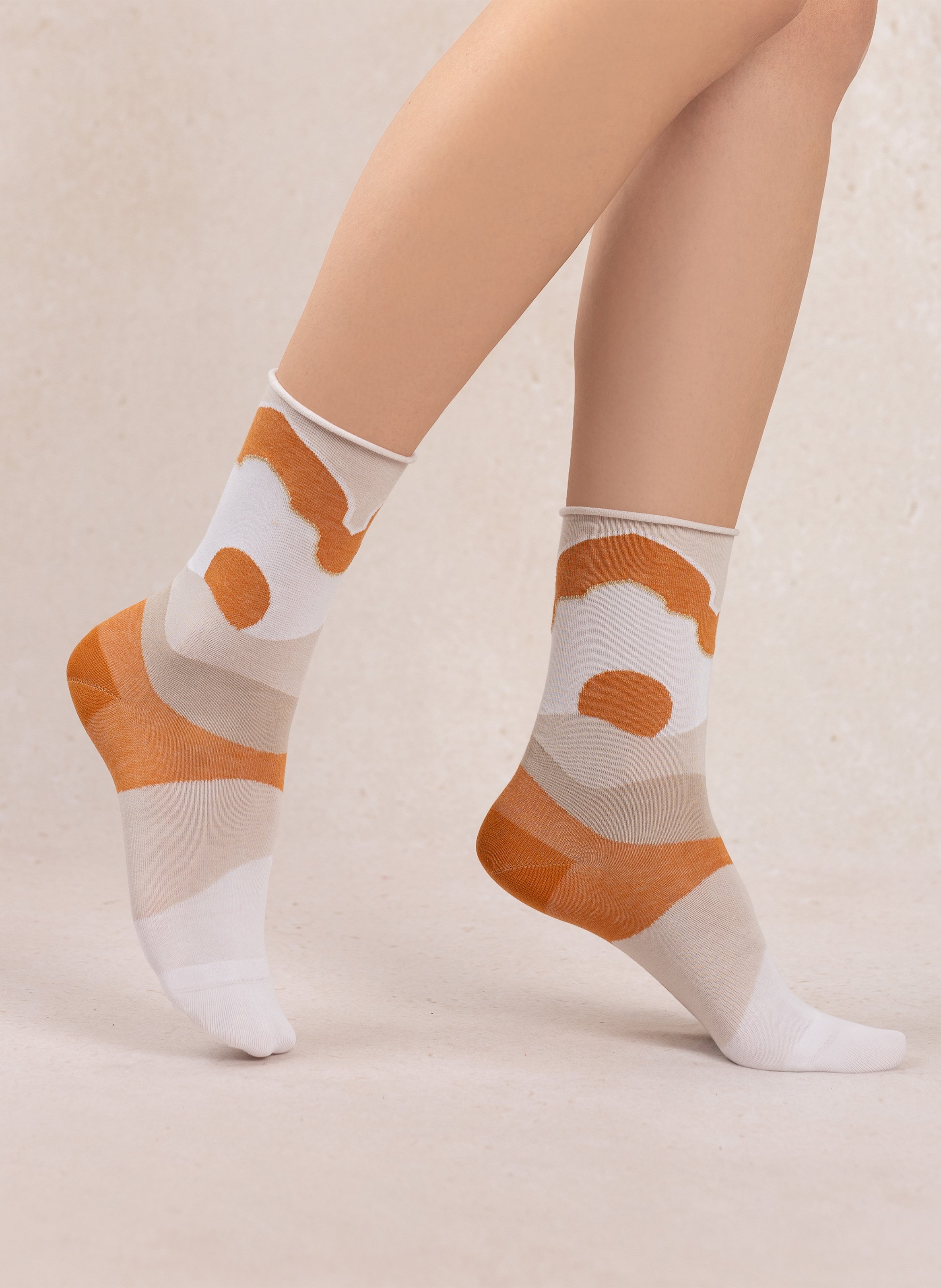 Chaussettes en coton mélangé imprimé BLEUFORET Beige