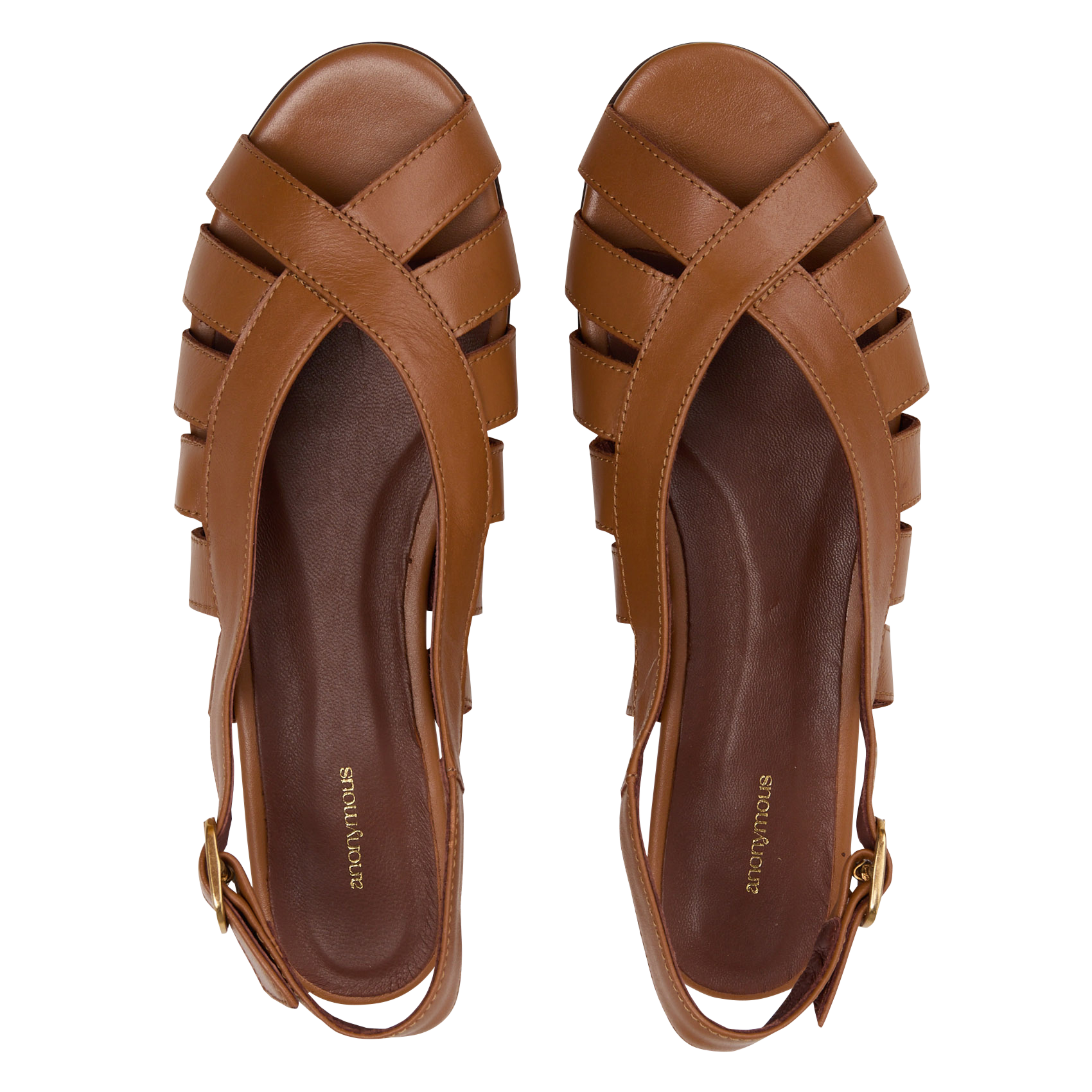 Platte, open sandalen van leer ANONYMOUS COPENHAGEN Bruin