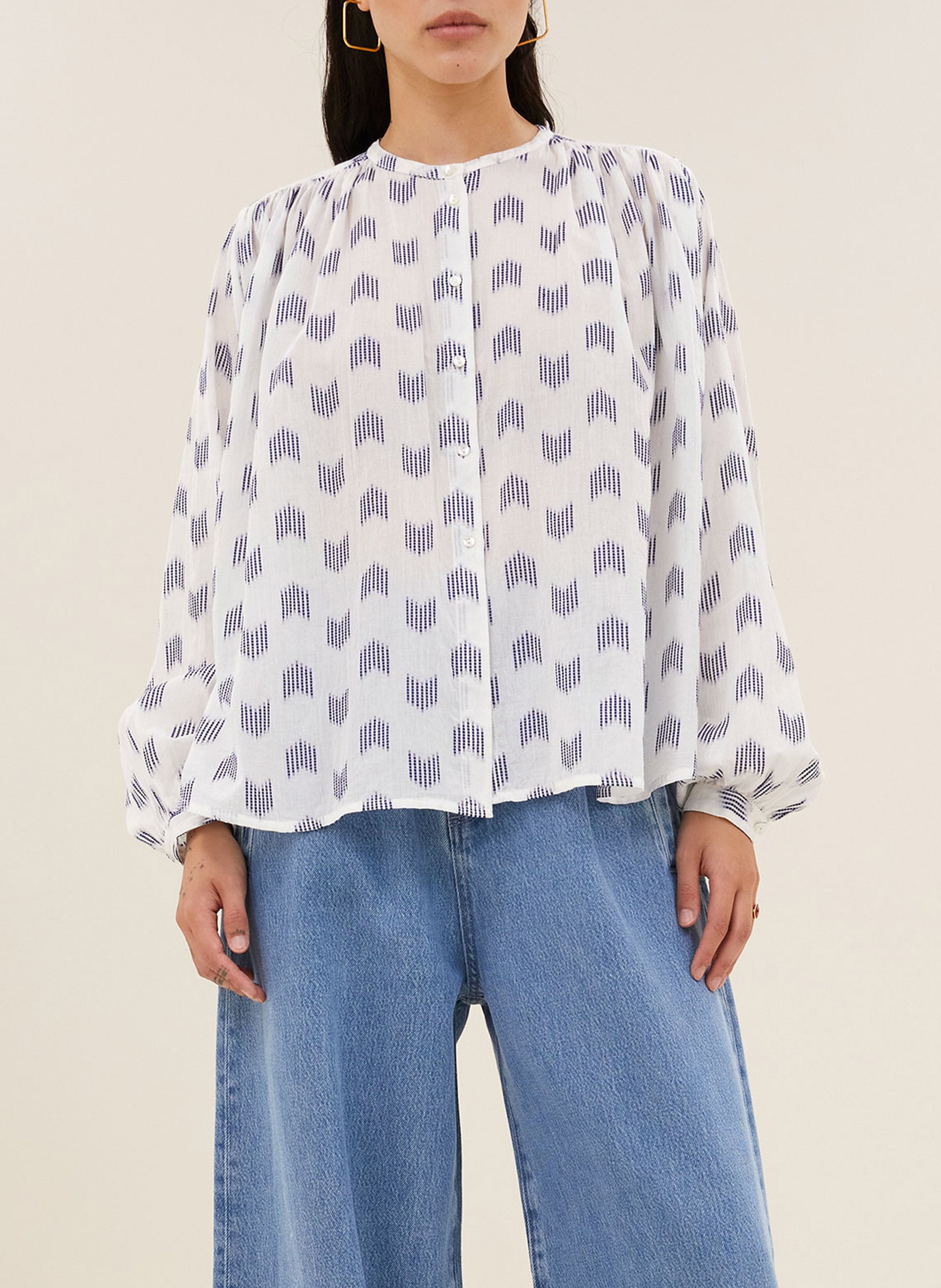 Blouse droite col rond en coton BY BAR Bleu