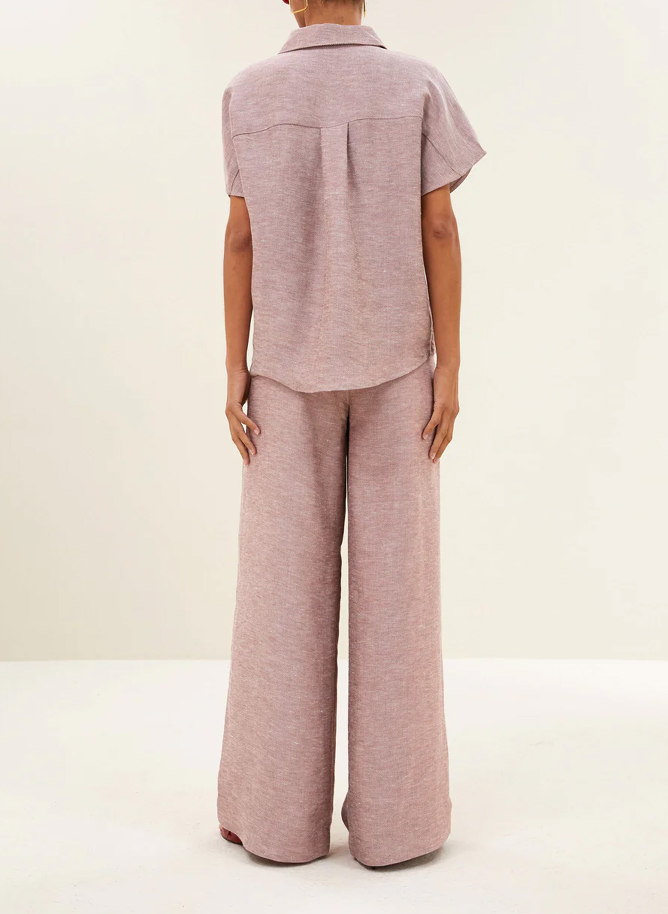 Pantalon large taille haute BY BAR Rose