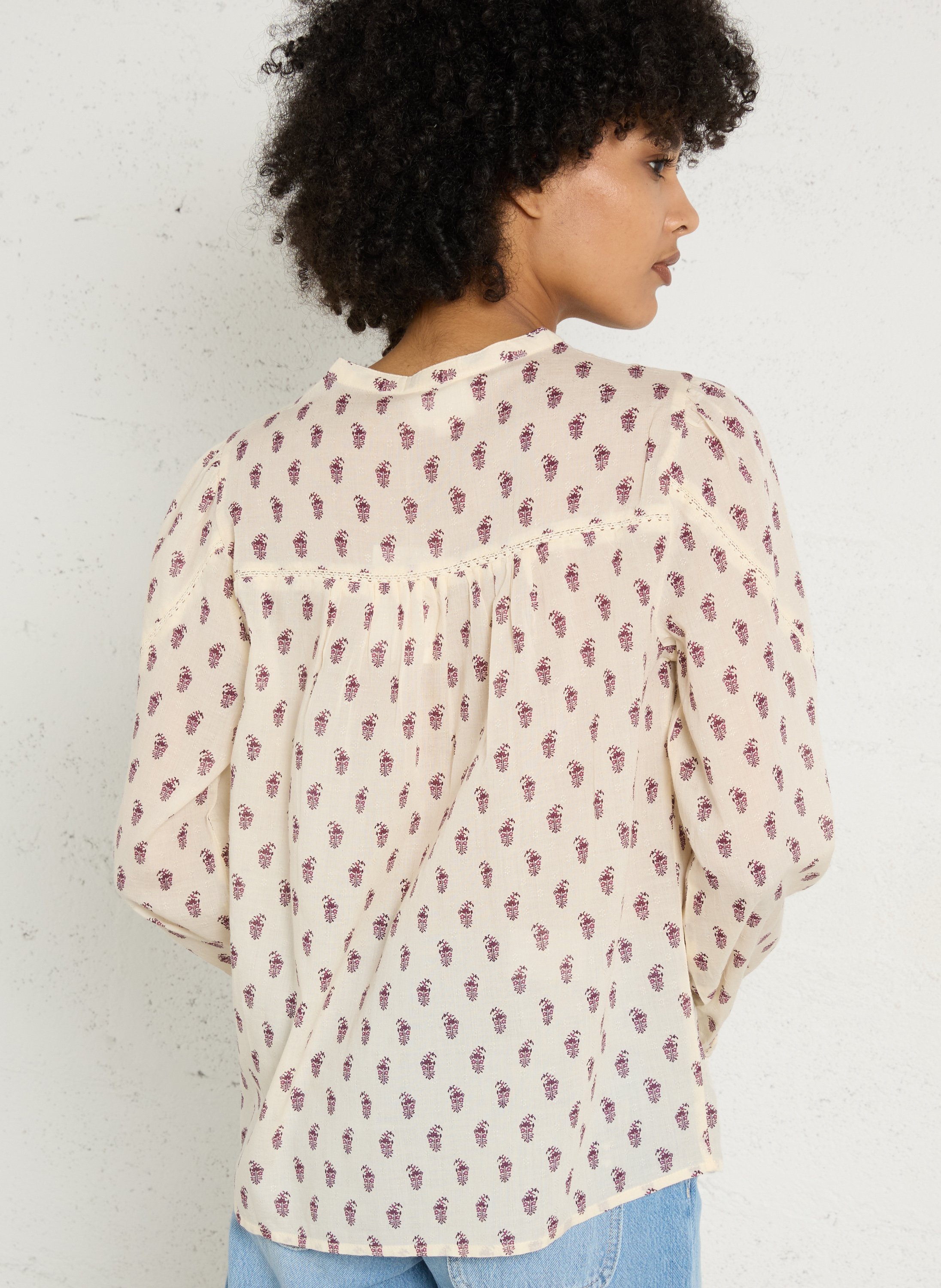 Straight round neck printed blouse MAISON 123 White