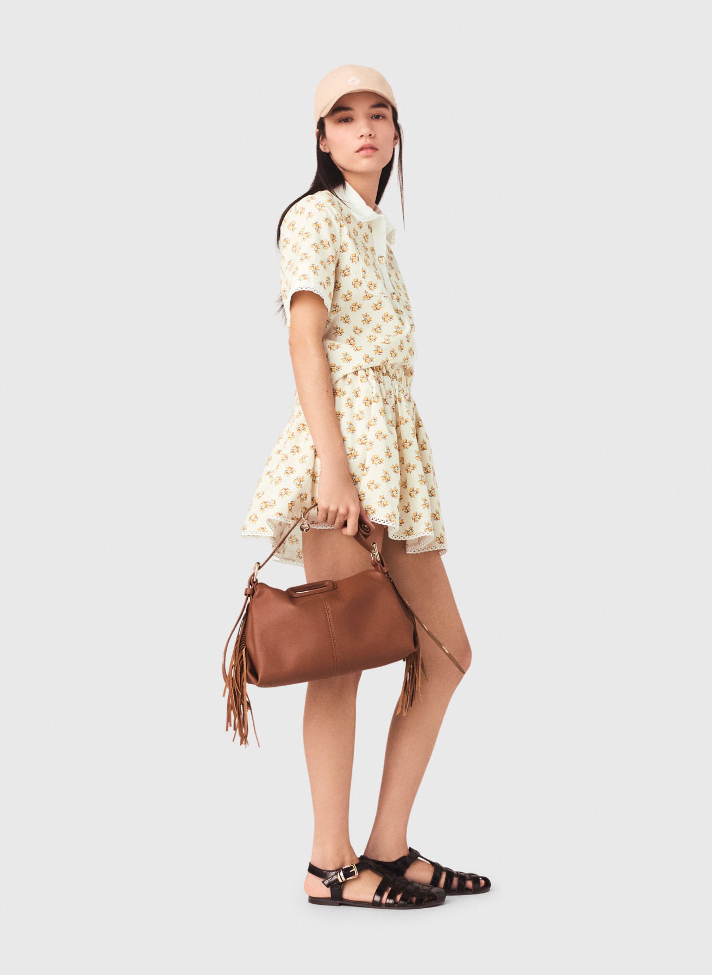 Recht overhemd met klassieke kraag en print MAJE Geel