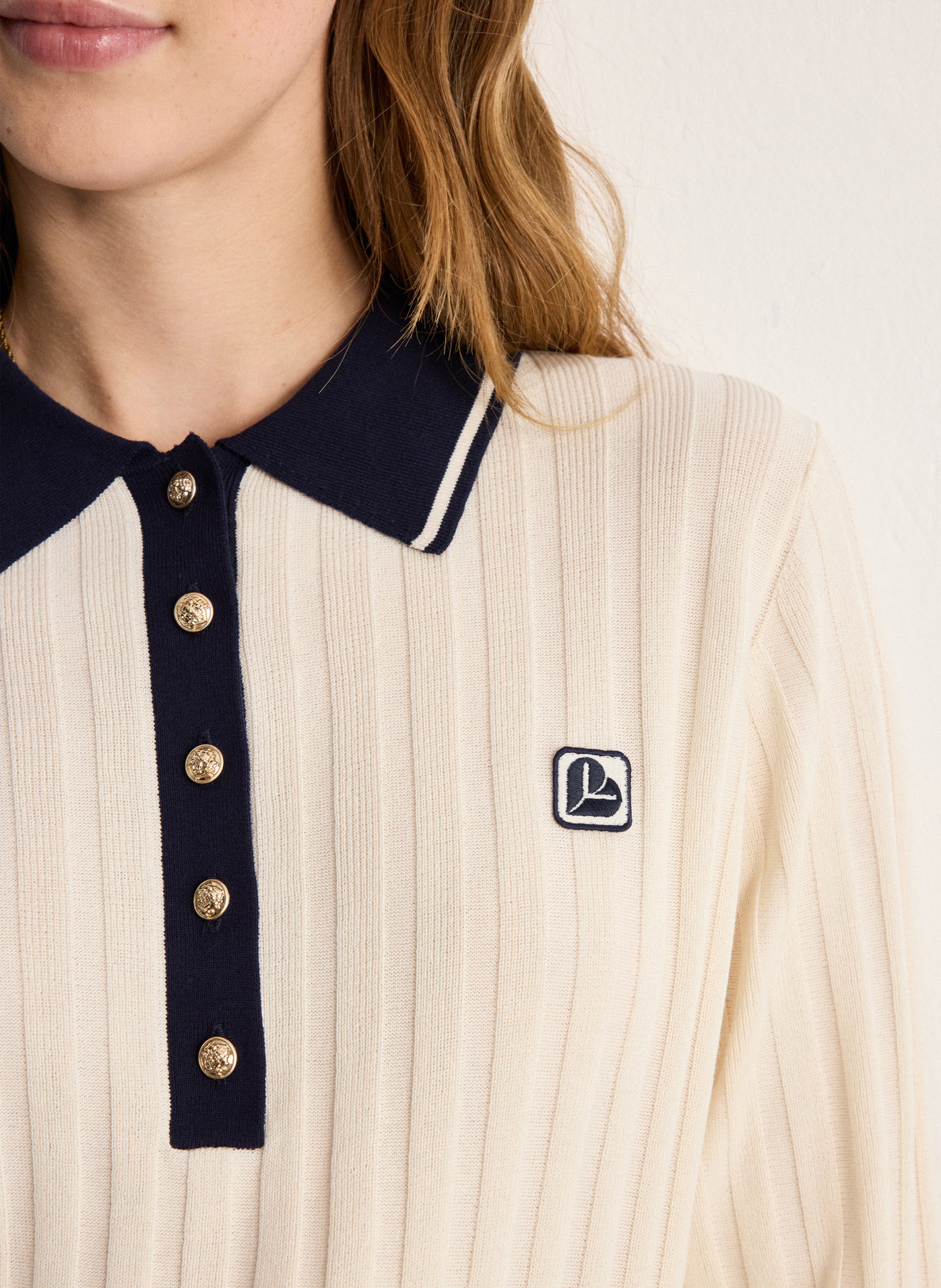 Straight cotton-blend polo shirt PABLO Beige