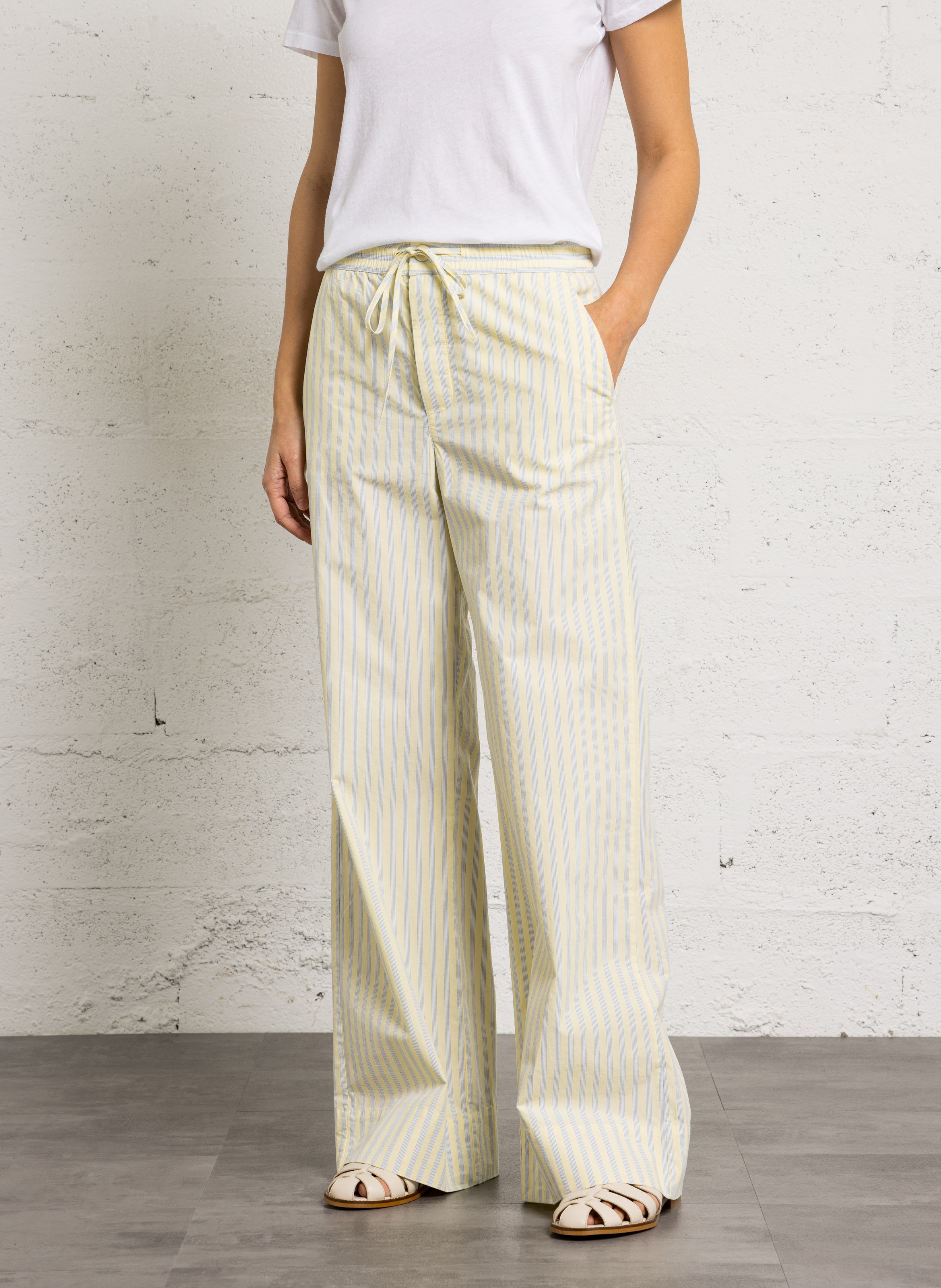 Rechte broek van gestreept katoen DES PETITS HAUTS Geel