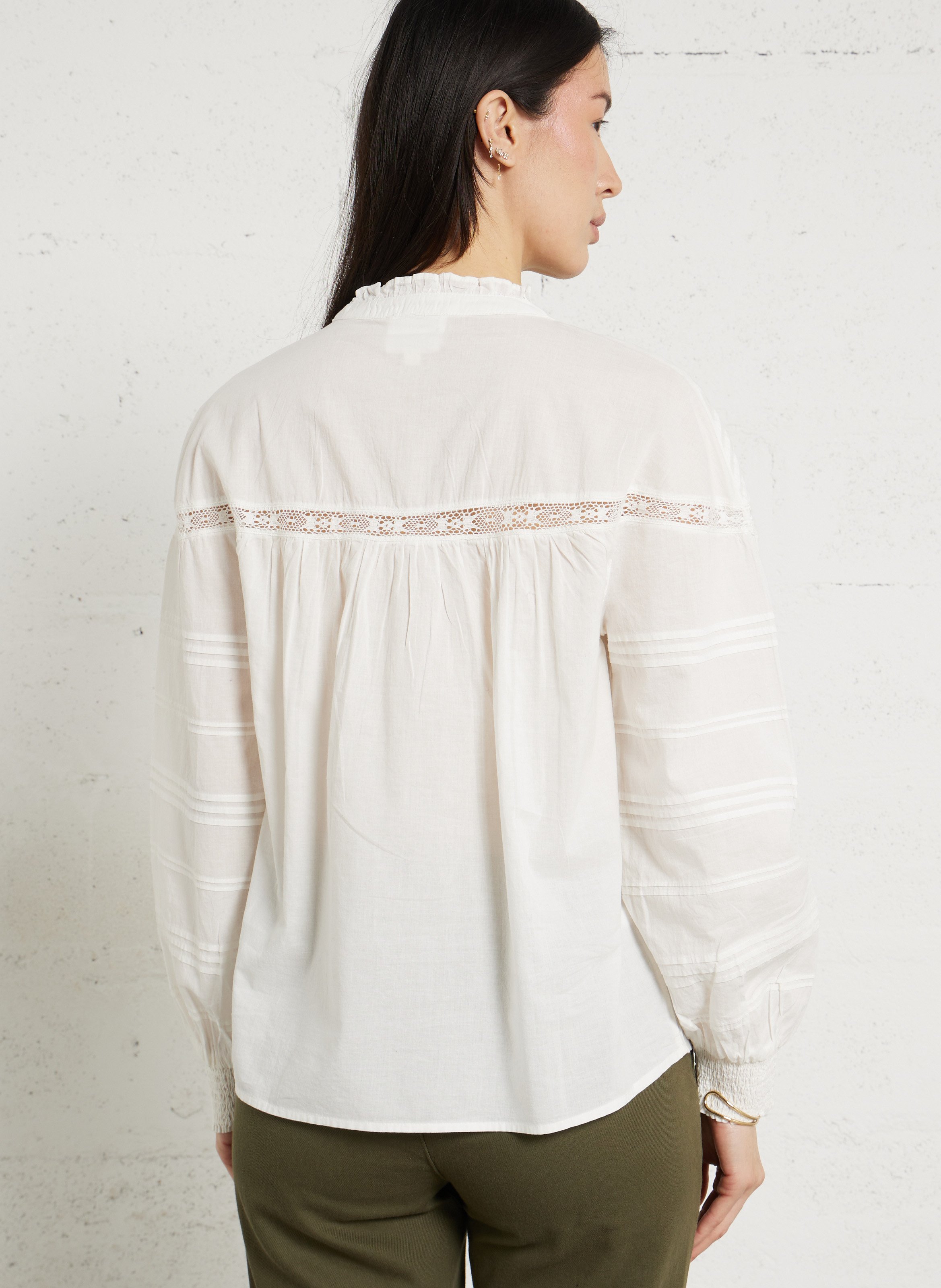 Blouse droite col rond en coton MAISON 123 Blanc