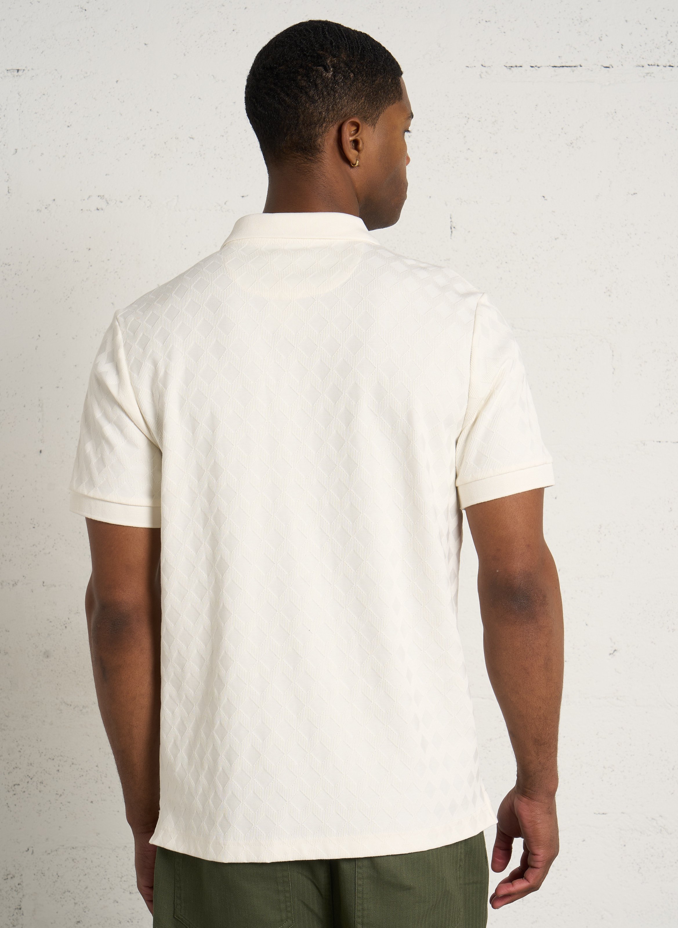 Polo regular-fit motif zigzag en coton bio stretch FARAH Blanc