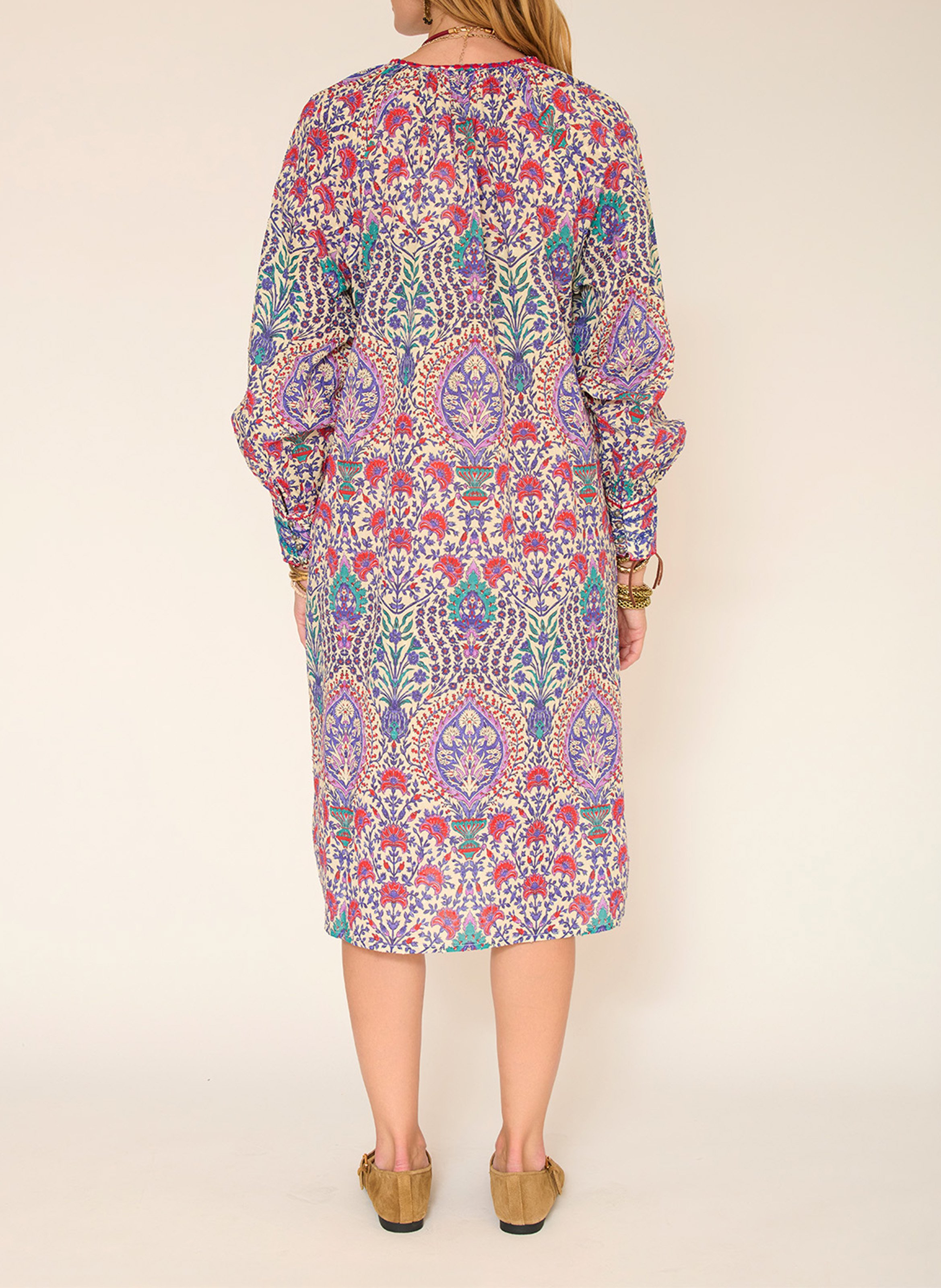 Loose-fit printed midi dress MKT Beige